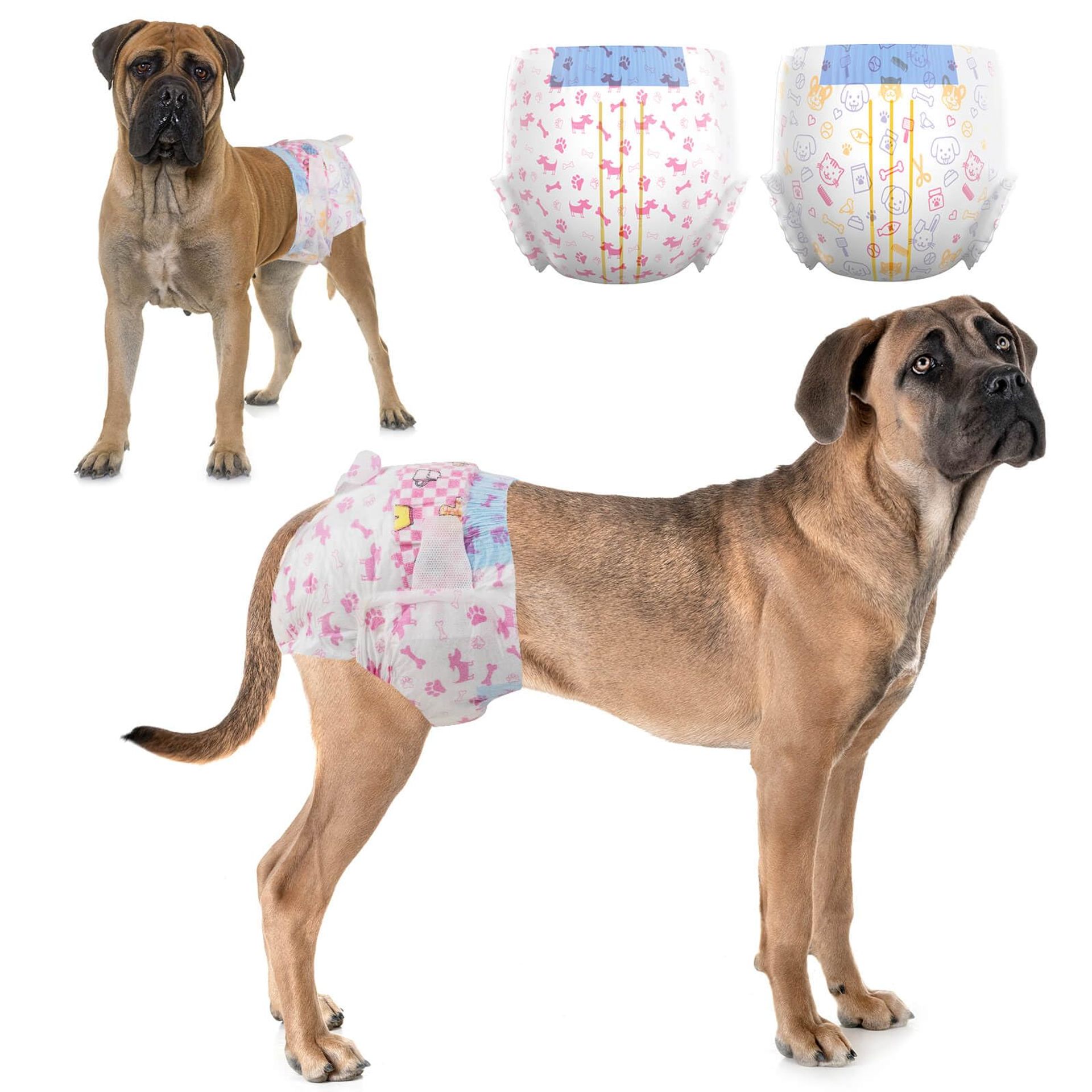 Disposable Dog Nappies for Female Dogs with Wetness Indicator, Super Absorbent Leak-Proof Diapers for Heat, Incontinence & Training - Cute Cartoon Pattern L