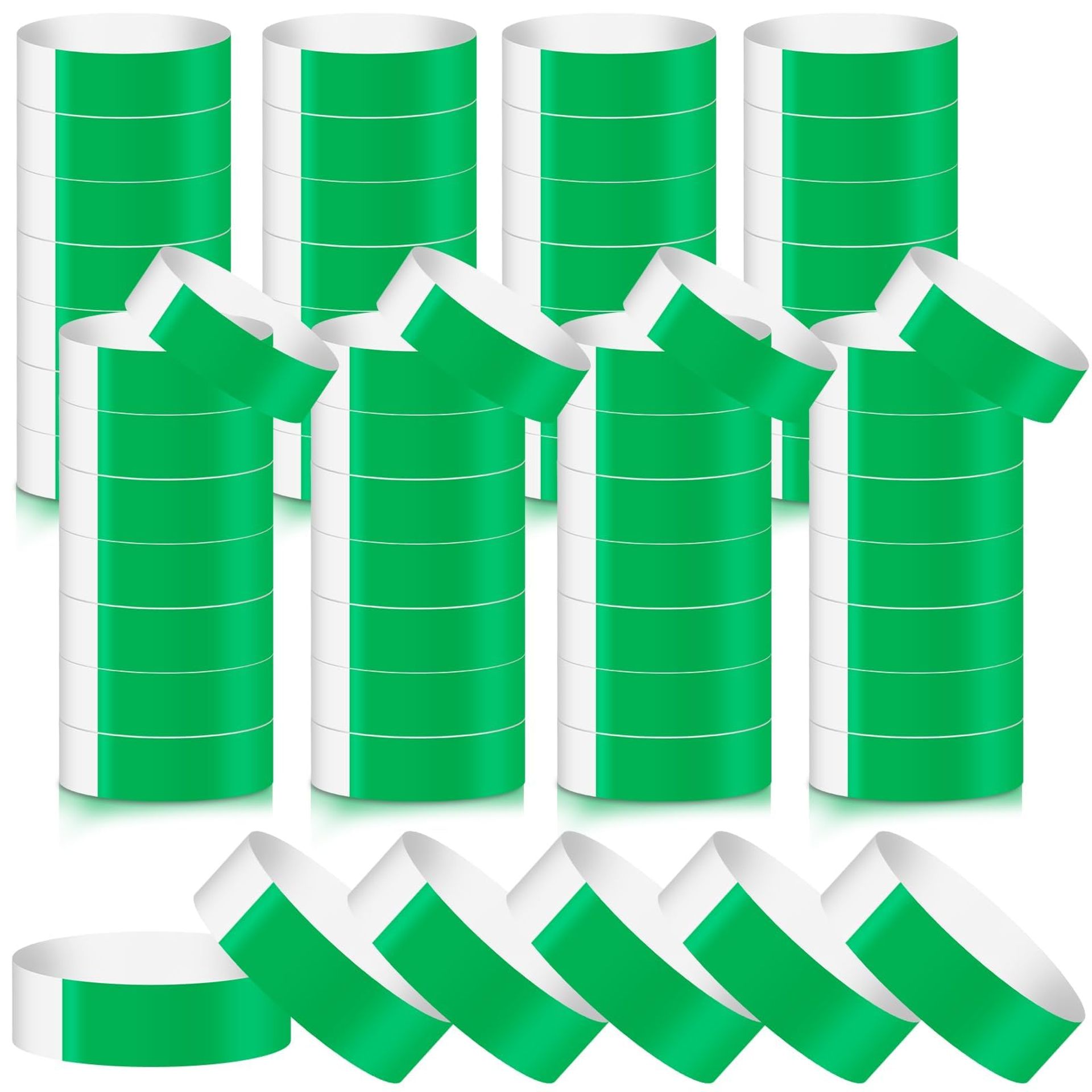800 Pcs Green Waterproof Event Wristbands - Custom Adhesive Paper Bracelets