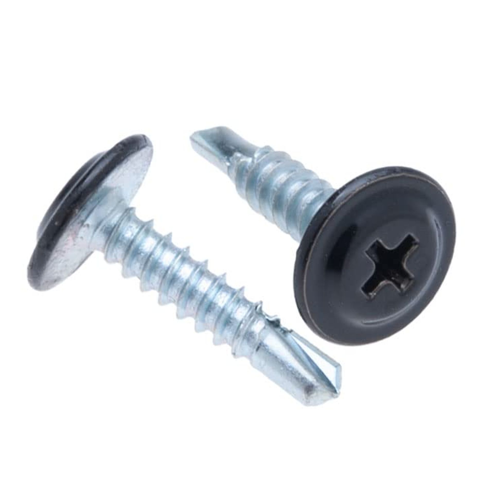 4.2x19mm Self-Tapping Screws Flat Head Jet Black RAL9005 Powder Coated Steel - 250pcs