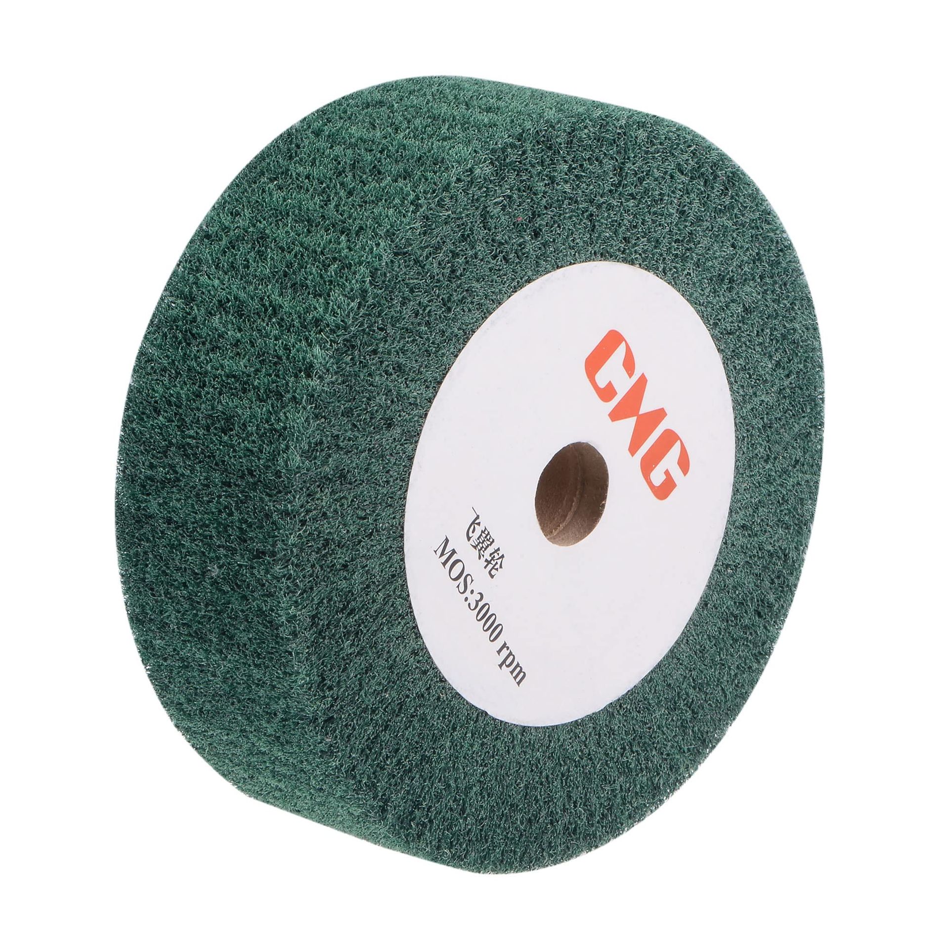 sourcing map 150mm x 50mm 240 Grit Non-Woven Polishing Burnishing Wheel Nylon Wire Drawing Abrasive Flap Wheel for Stainless Steel Copper Green