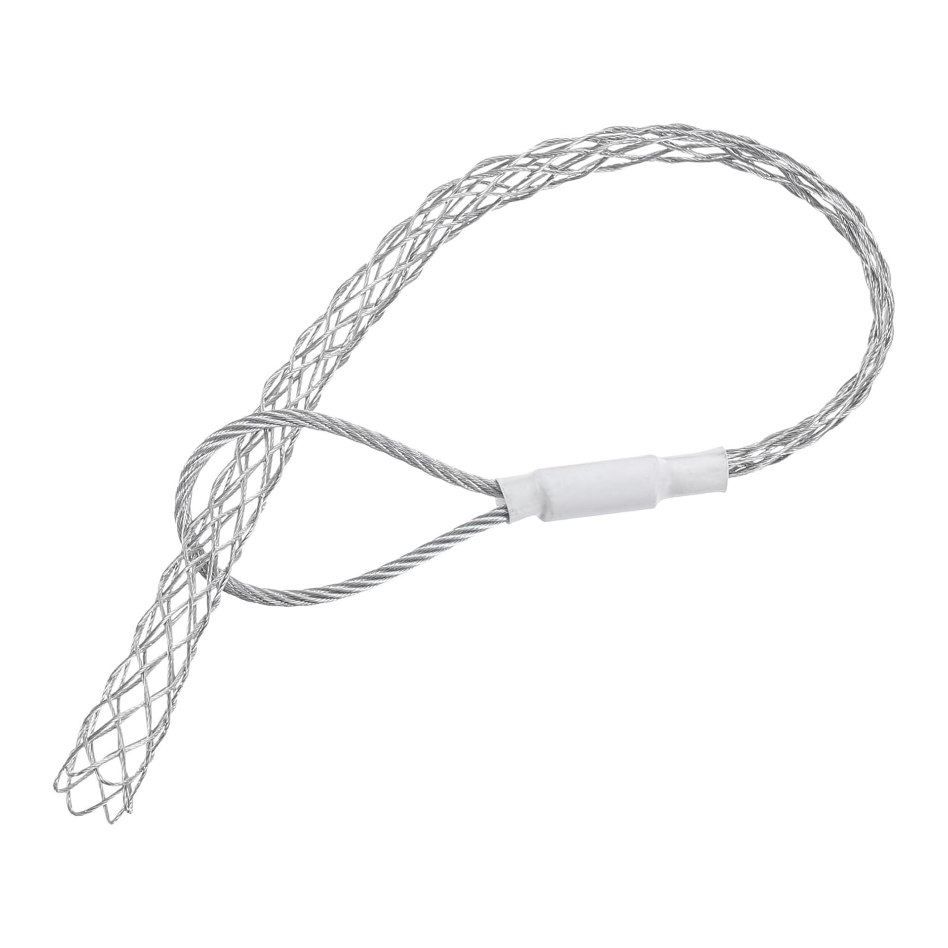 sourcing map Cable Pulling Grip for 15-20mm Cable(White) 39cm,1.28FTWire Mesh Puller Socks Grip Single Head Galvanizing Steel Wire Grips Net Cover Smooth