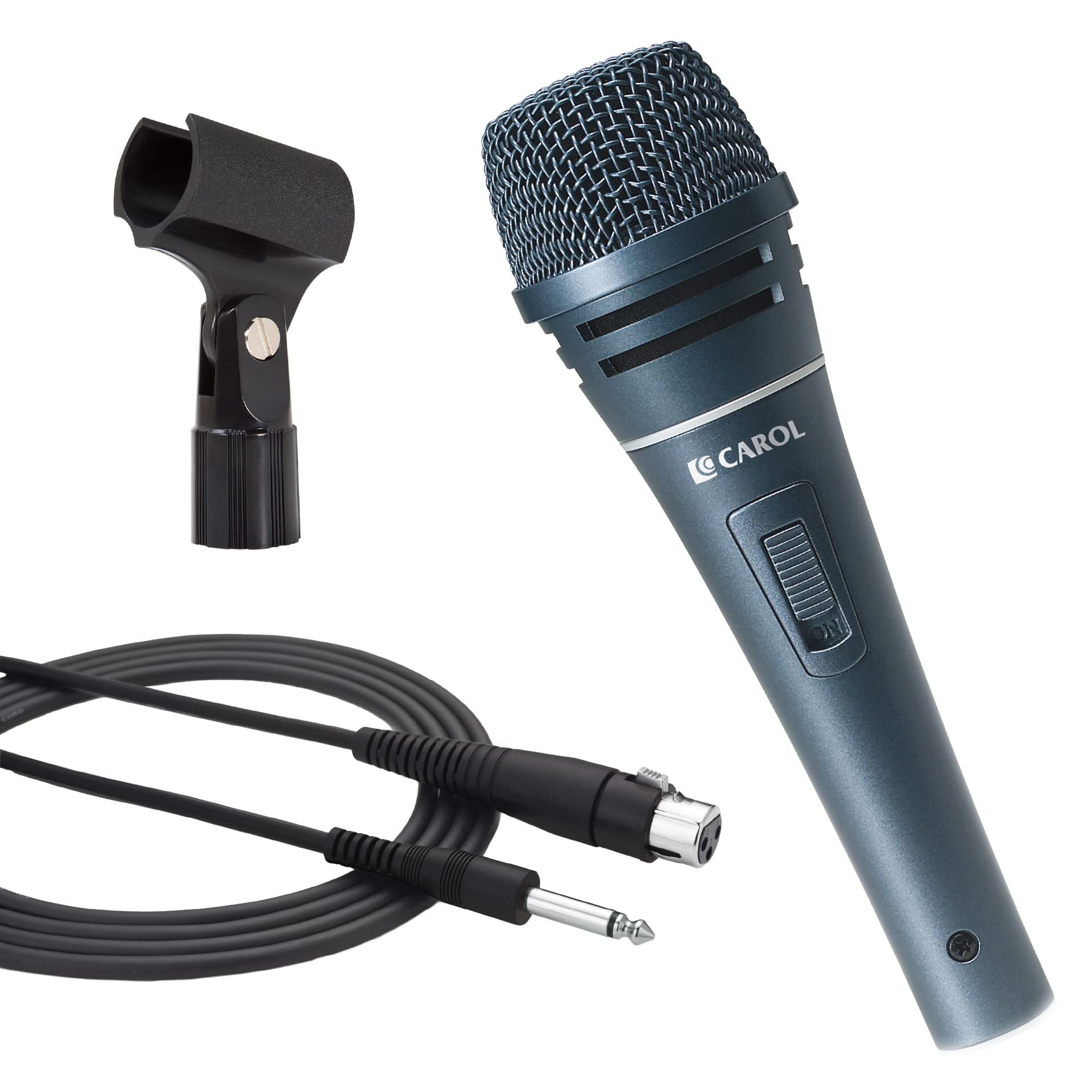 CAROL Sigma-plus3 XLR Wired Vocal Microphone - Dynamic Supercardioid Mic with Dual Shock Mount Tech for Karaoke, Singing with Enhanced Low-Frequency Response, Includes Mic Clip, 4.5m XLR Cable &Switch