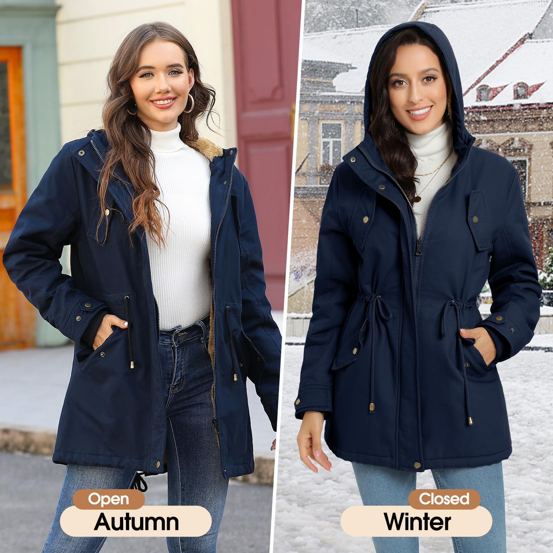 Vancavoo Winterjas voor dames, warme jas, donsjack van bont, parka, sweatshirt met capuchon, outdoorjas, Leger Groen, M
