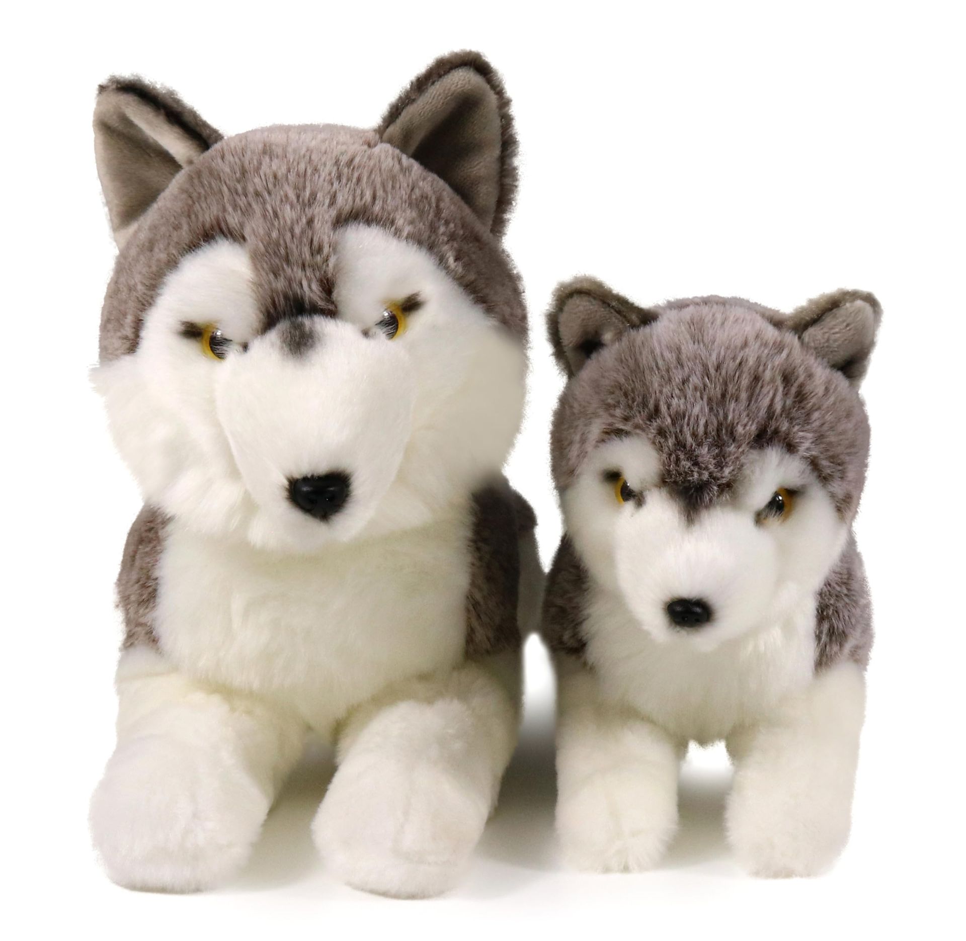 Mom and Baby Stuffed Animals Set Soft Plush Toy Wolves Realistic Design - Brown 13in/8in