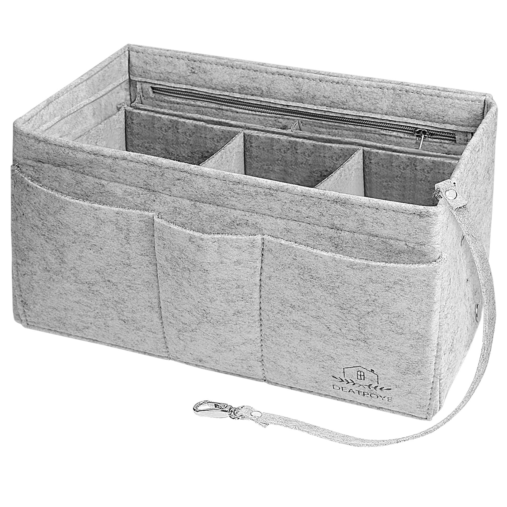 Large Capacity Grey Felt Handbag Organiser Insert with 10 Compartments - Fits Speedy & Neverfull Totes