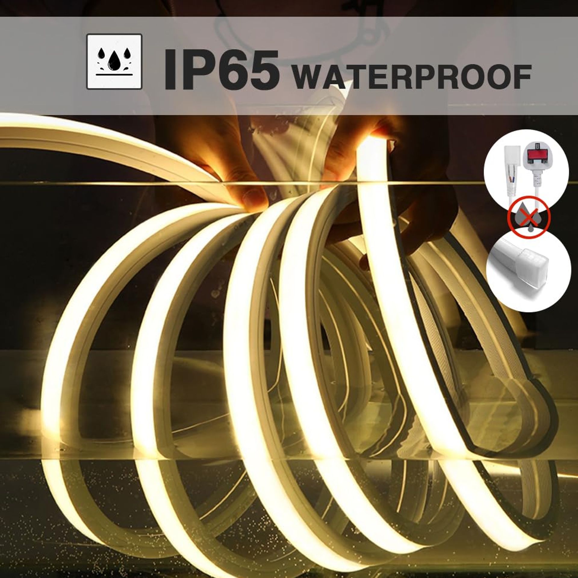 LED Neon Rope Light 50M Flexible Waterproof 230V Cuttable Strip For Indoo