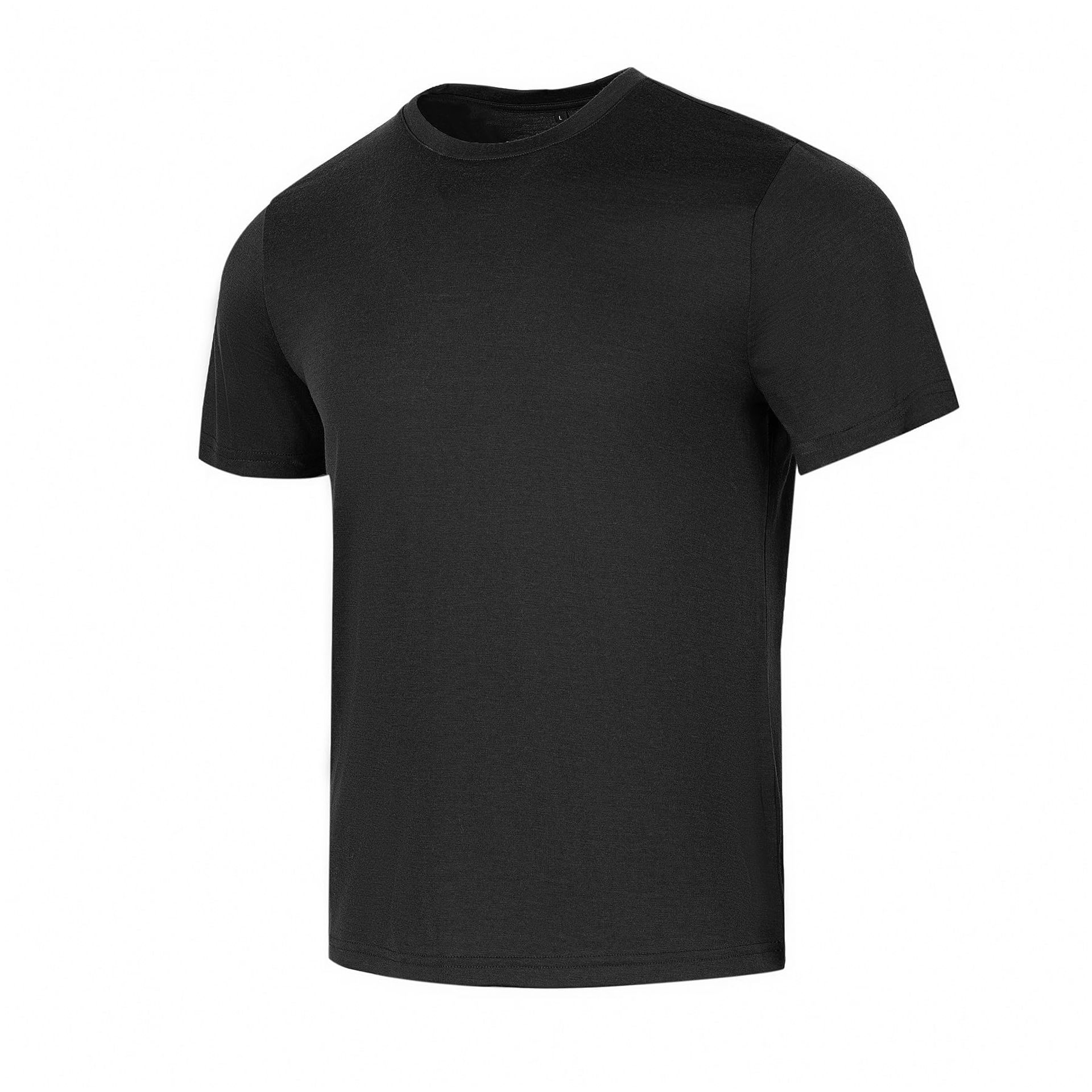 Men's Ultrafine 100% Merino Wool Base Layer T-Shirt Breathable Performance Sportswear - Black L