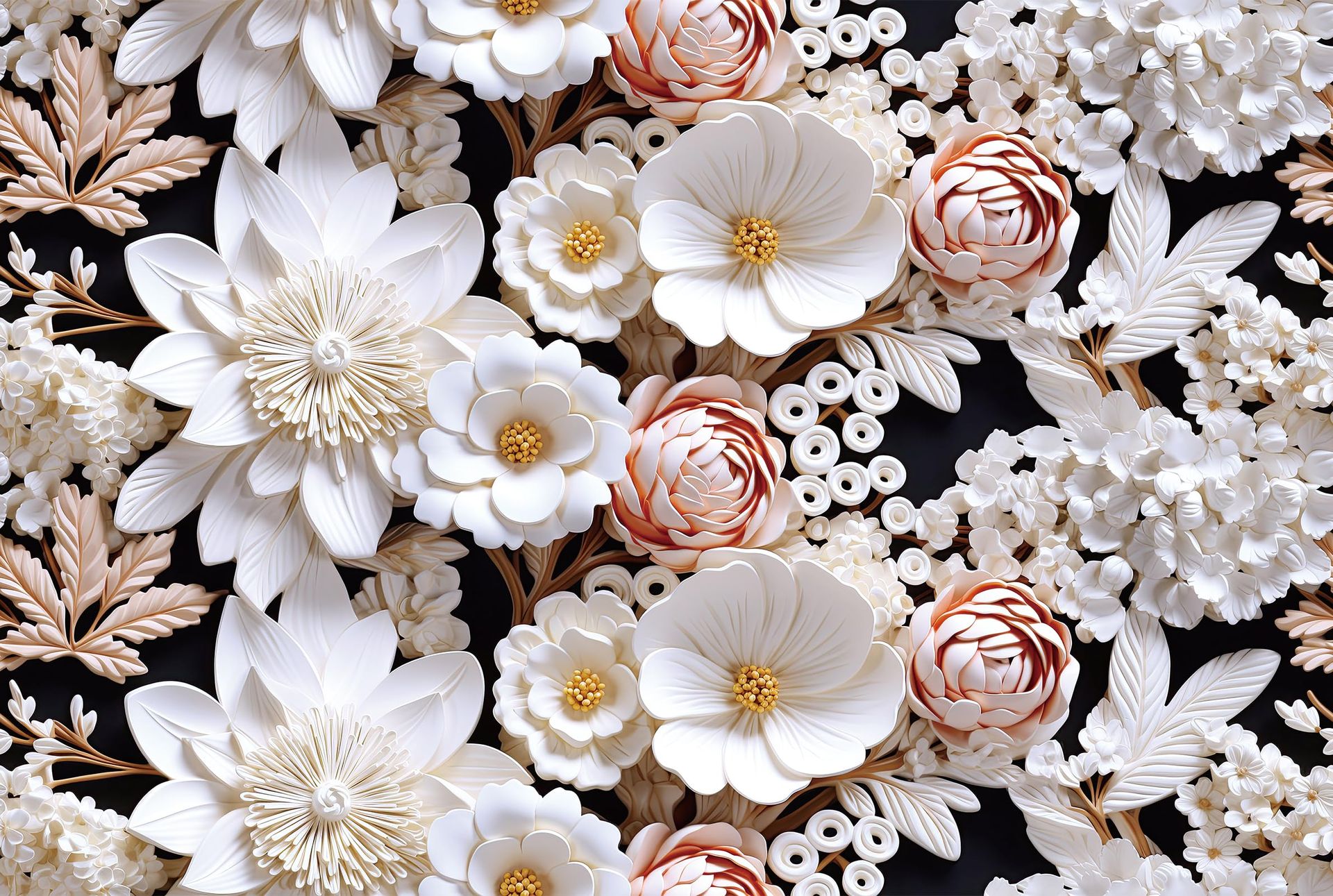 Peel and Stick 3D Floral Wallpaper Waterproof Self Adhesive Vinyl Roll for Walls and Furniture - White Pink 44.5x700cm