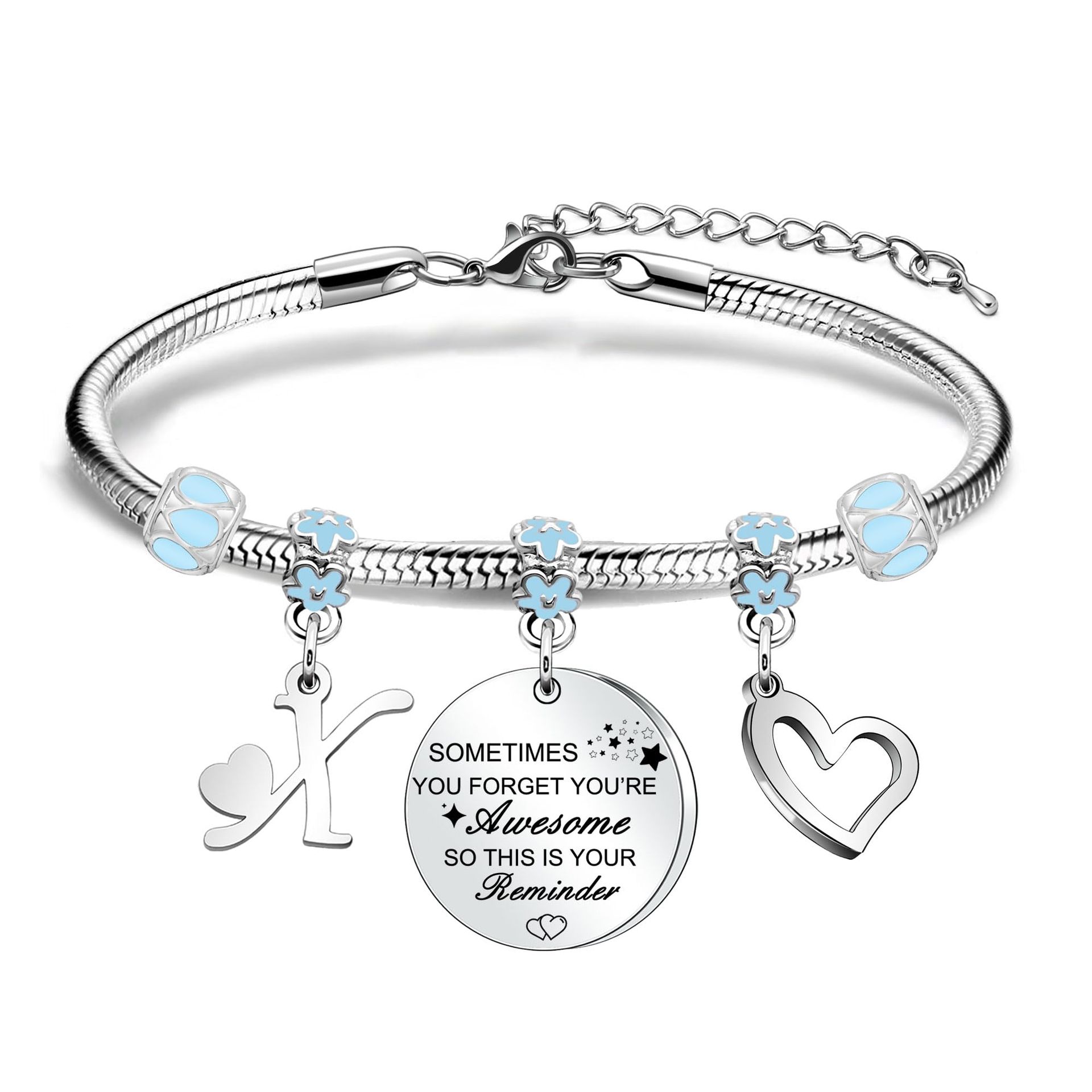 Awyuan Initial X Inspirational Bracelet Gift for Girls & Women - Birthday, Christmas, Graduation