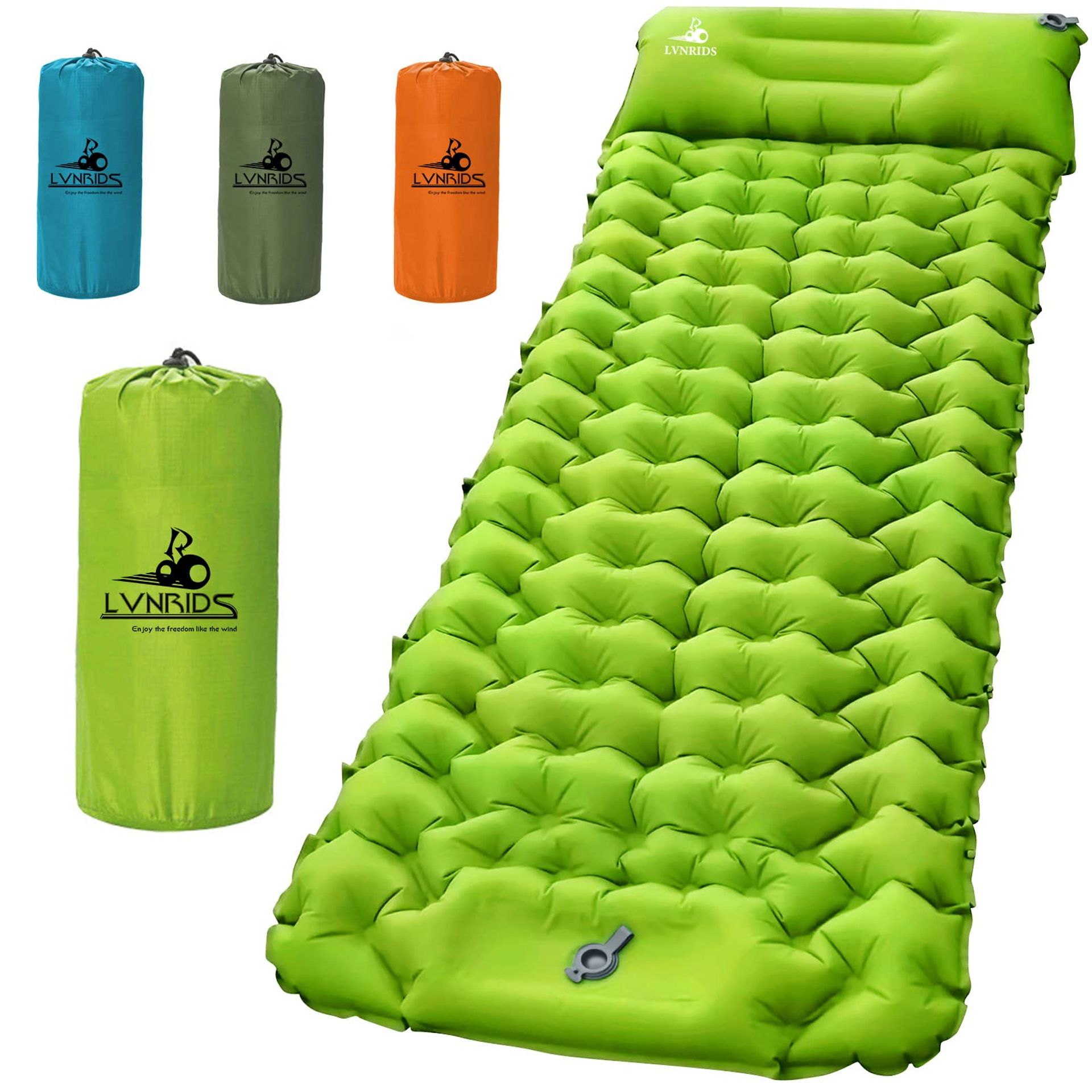 Self Inflating Camping Mat 3.9 Inch Thick Ultralight Waterproof Mattress with Built-In Pillow - Light Green