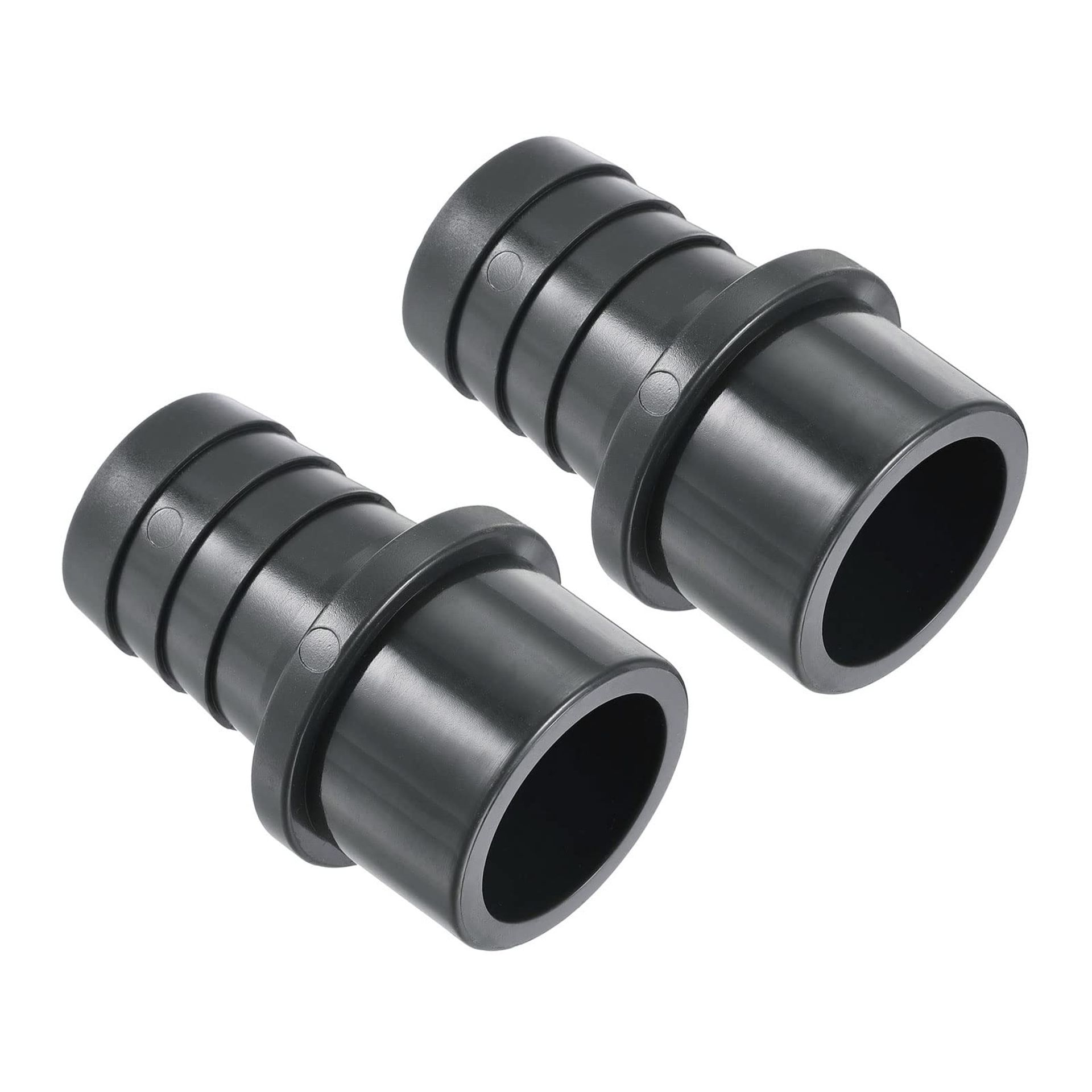 M METERXITY 2 Pack PVC Pipe Fitting - Water Tube Connector, 32mm Barb Straight Pipe Joint, Apply to Outdoor/Garden/Pool (OD 40mm, Black)
