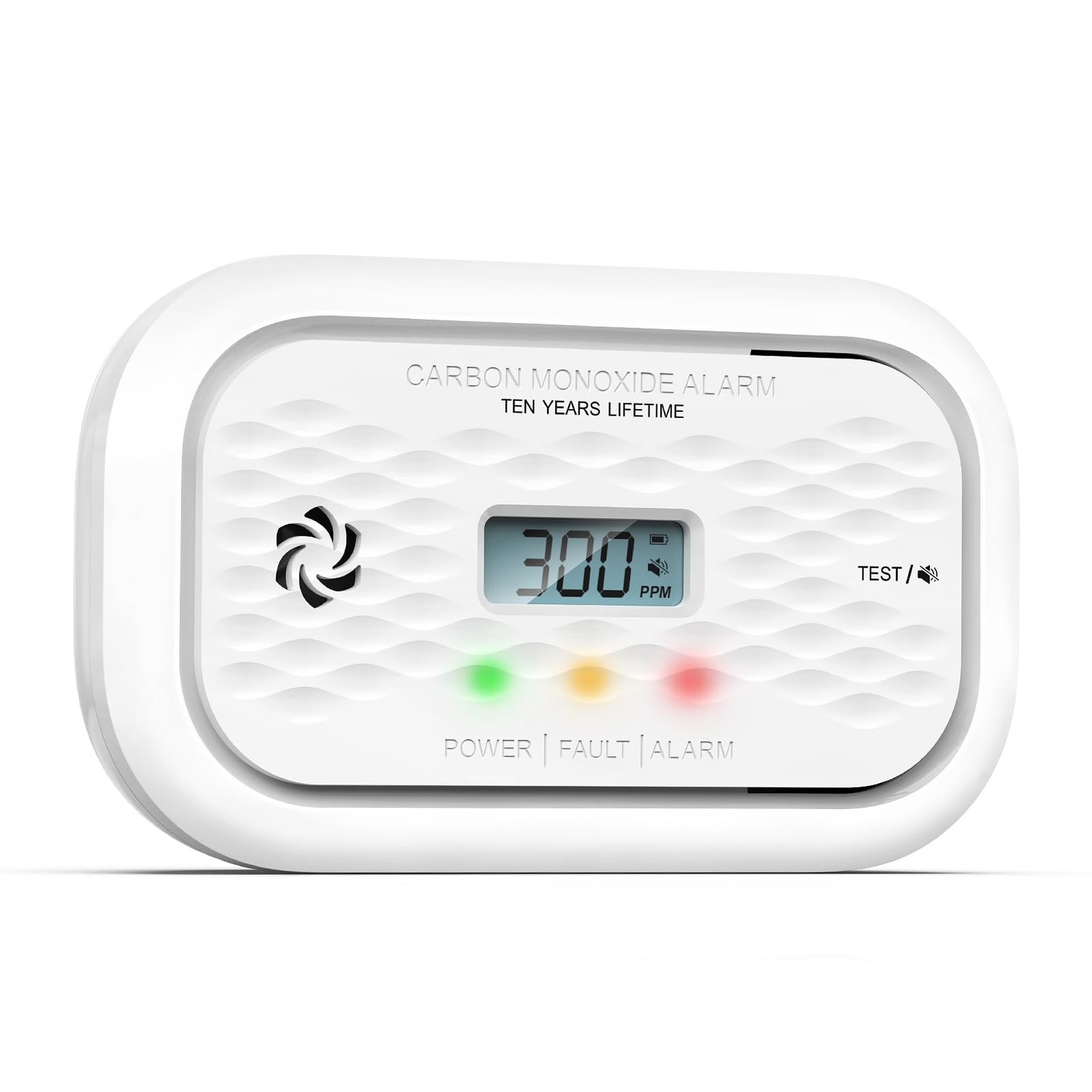 Carbon Monoxide Detector 10 Year Battery Life Sensor with Display Test Button EN 50291 Standards - 2 Pieces