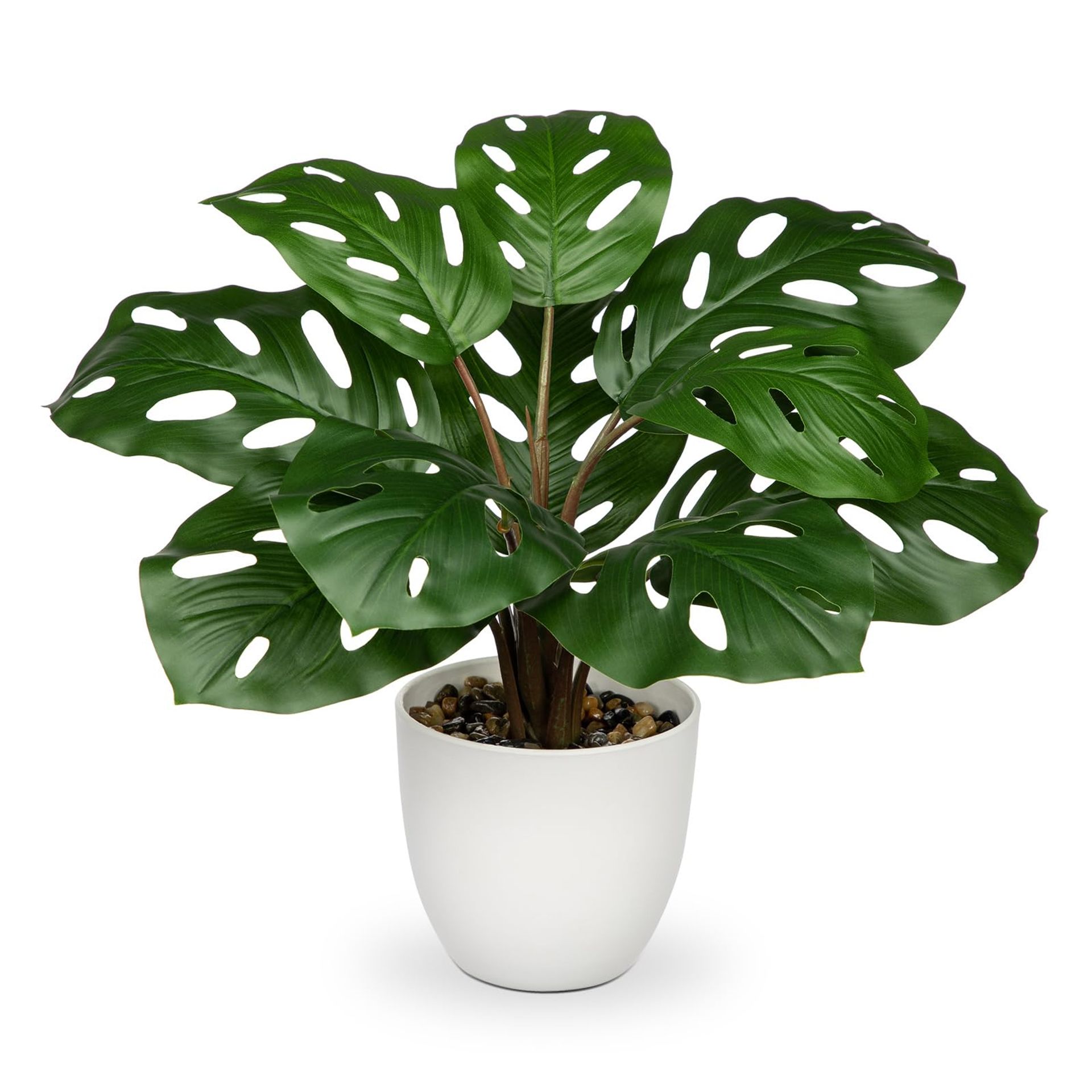 Hollyone Artificial Monstera Adansonii Faux Plants - Indoor Decorative Tropical Fake Plants for Bedroom Office Home Desk Decoration