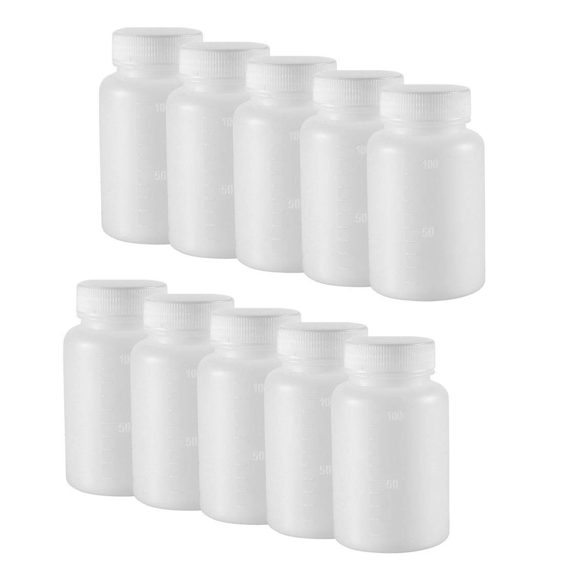 sourcing map Plastic Lab Chemical Reagent Bottle 100ml/3.4oz Wide Mouth Sample Sealing Liquid Storage Container 10pcs
