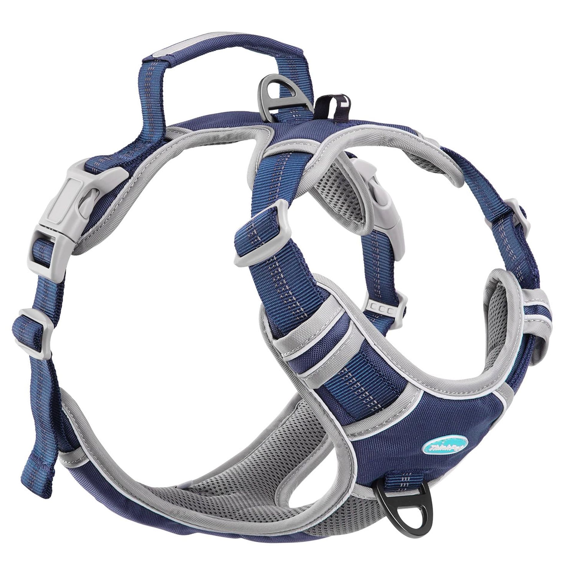 No Pull Dog Harness Breathable Reflective Sport Vest with Handle for Easy Control - Camouflage Blue L