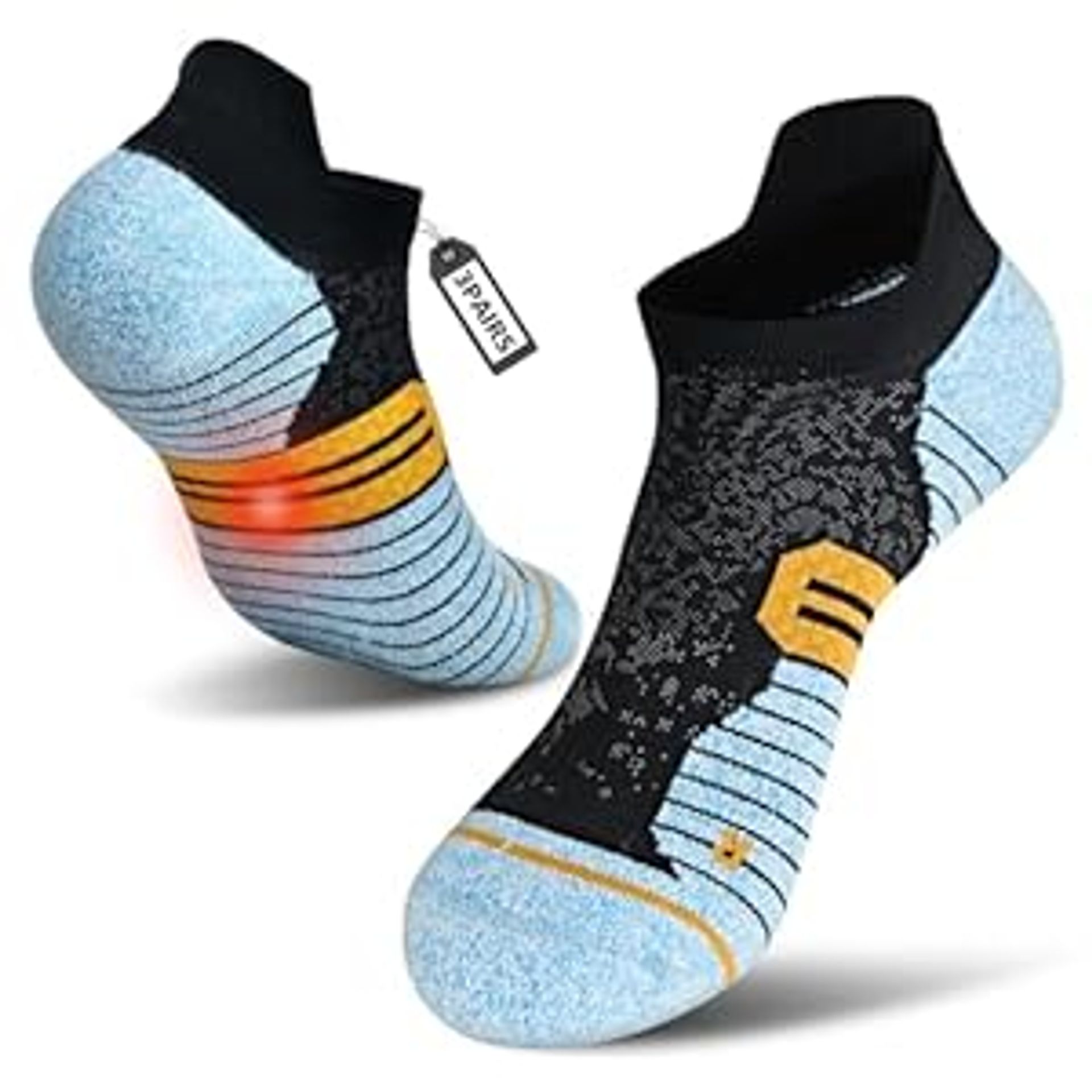 3/6 Pairs Compression Socks for Neuropathy & Plantar Fasciitis Relief - Black+Blue (S, Regular)