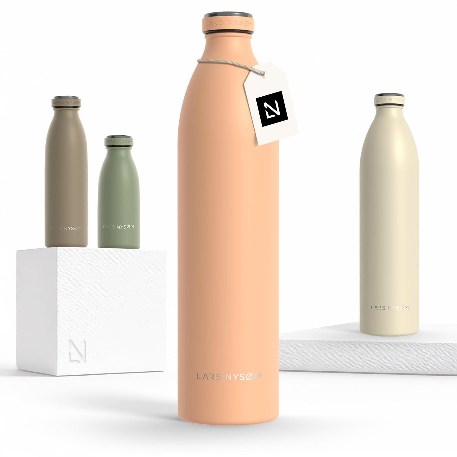 Insulated Stainless Steel Water Bottle Double-Walled Leakproof Flask for Hot & Cold Drinks – Ideal for Travel, Office or Sports - Creamy Peach 1500ml - Valentines