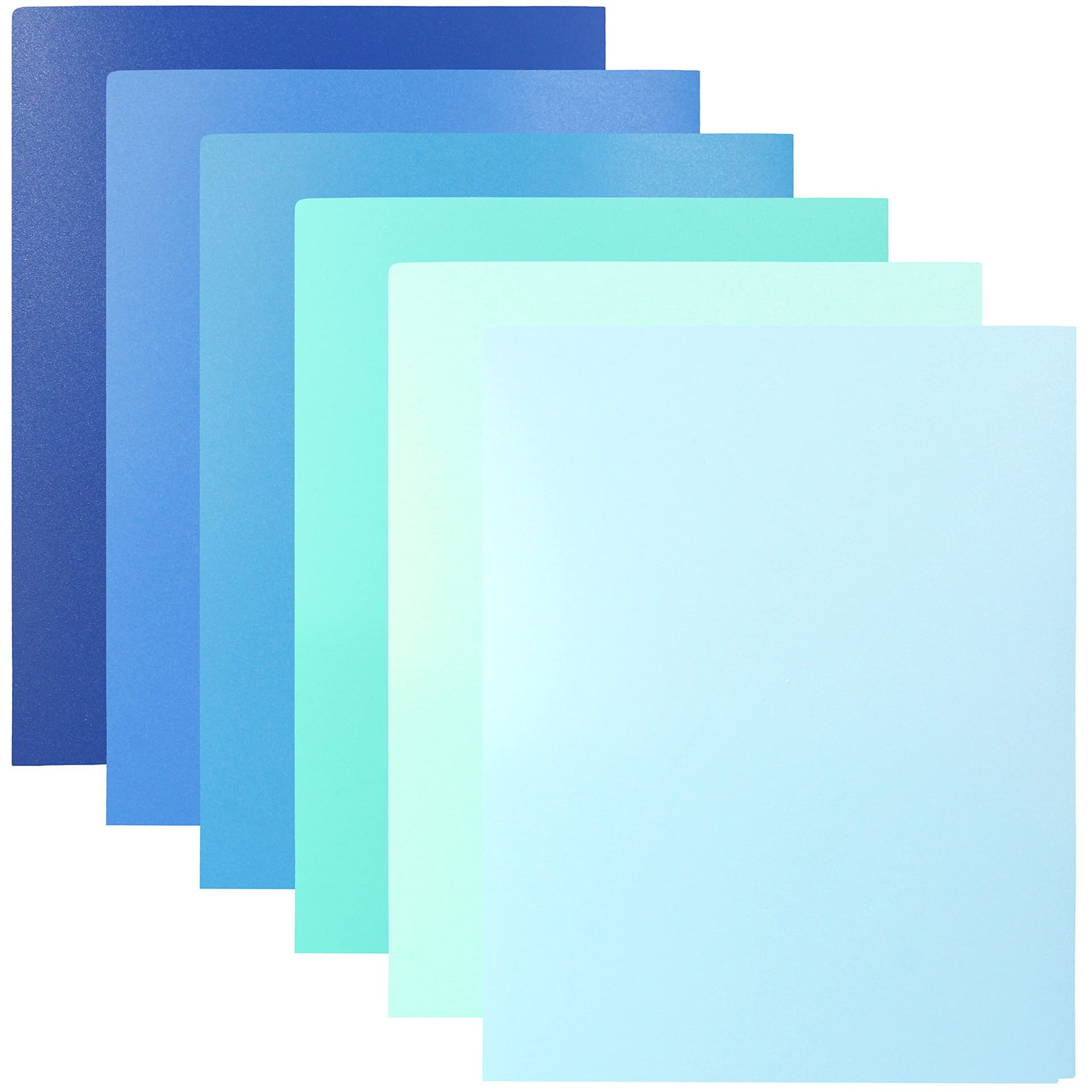 12 Pack Heavy Duty Coastal Colour Plastic Two Pocket Folders for Office & School