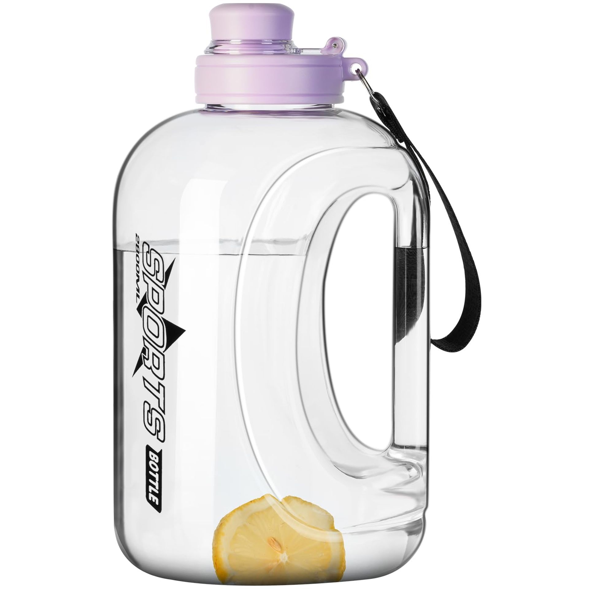 Half Gallon Sports Water Bottle 2.8L BPA Free with Straw & Carry Handle - Purple 2.8L