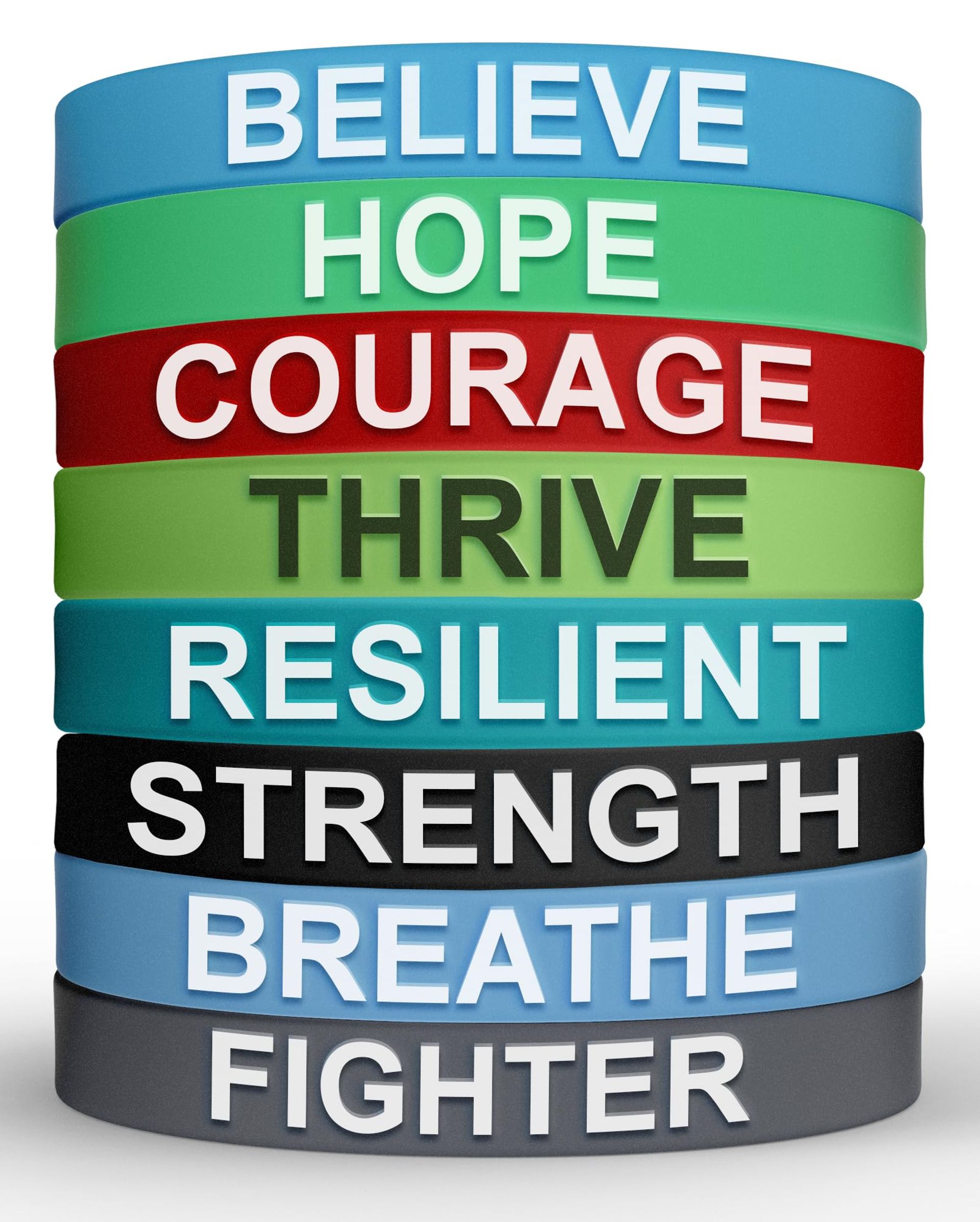 8 Pack Silicone Wristbands with Motivational Quotes - Unisex Rubber Bracelets