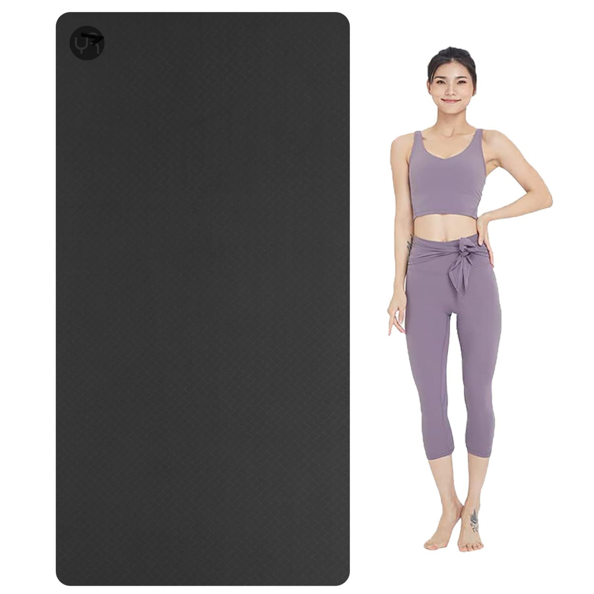 Large Exercise Mat 10mm Thick Non-Slip TPE Yoga Mat for Home Gym Workouts 195×90cm - Black