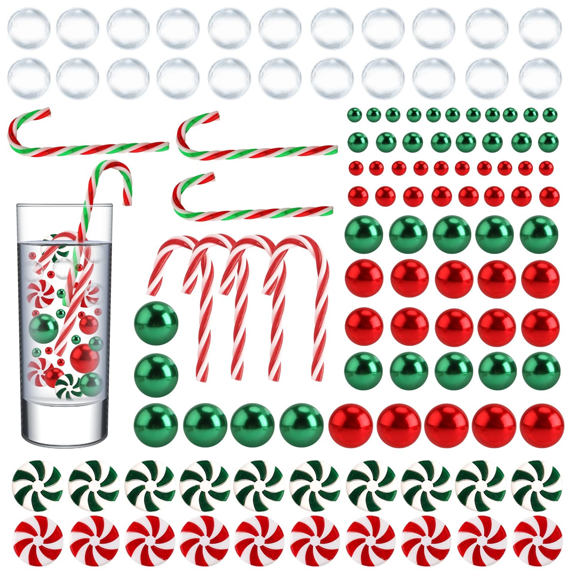 120pcs Christmas Vase Filler Beads with 6000 Water Gel Beads for Festive Décor