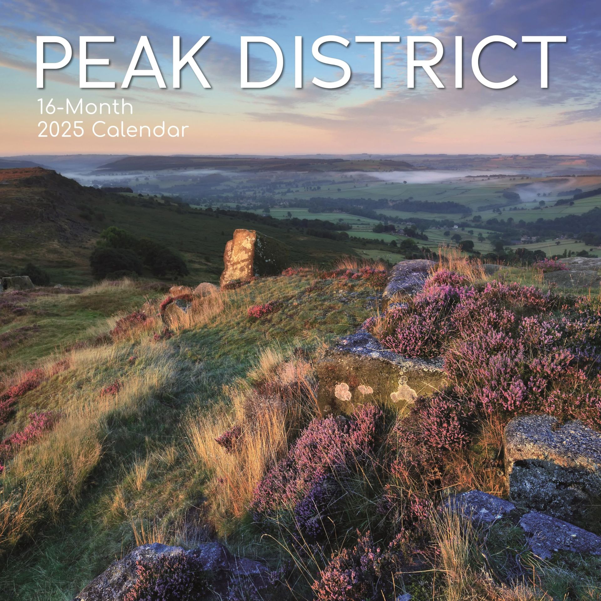 2025 Scenic Peak District Wall Calendar, 16-Month British Views, 180 Reminder Stickers, 30x30 cm