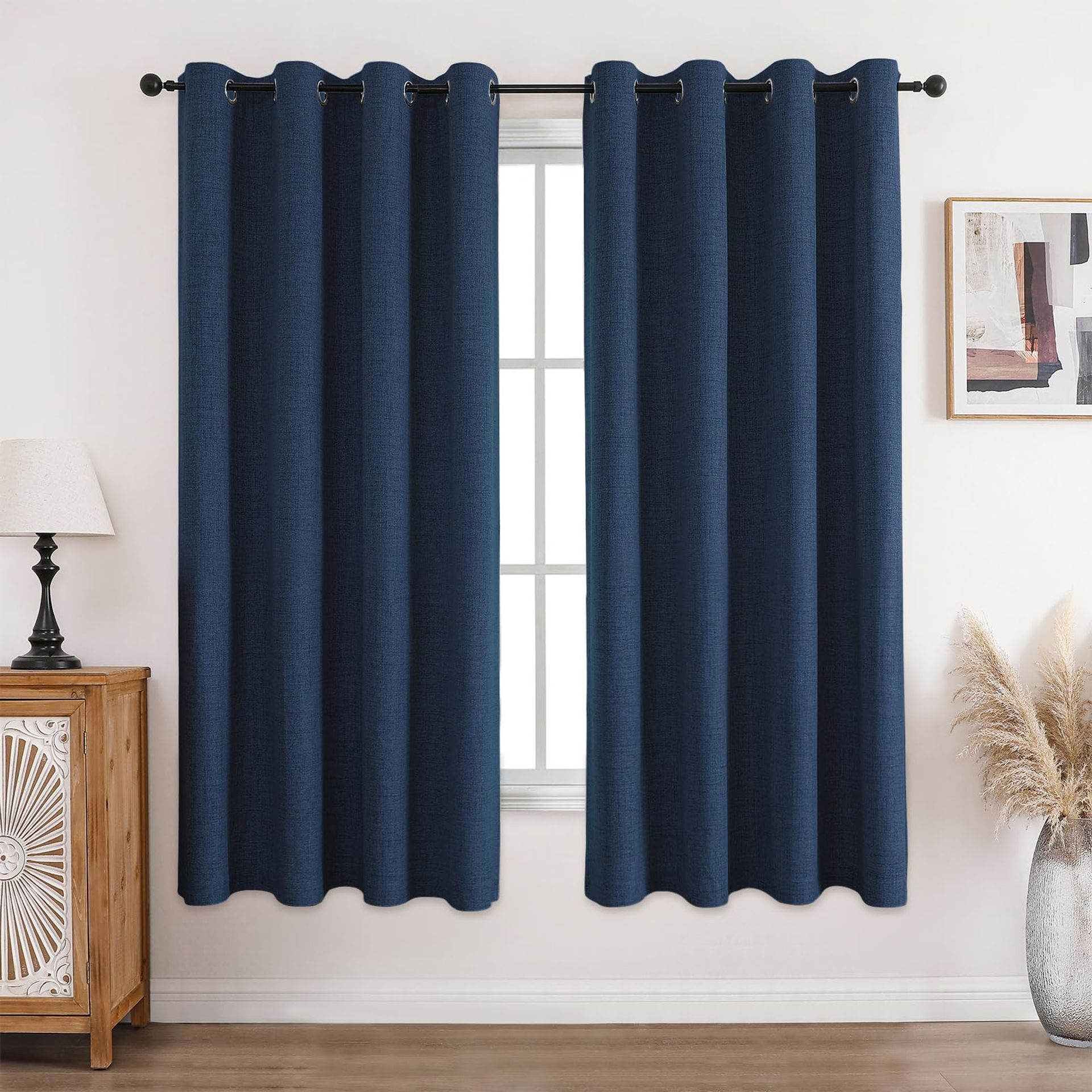 Blackout Curtains 100% Light Blocking Thermal Insulated Eyelet Design for Bedroom and Living Room - Blue W 52" x L 72" (2 Panels)