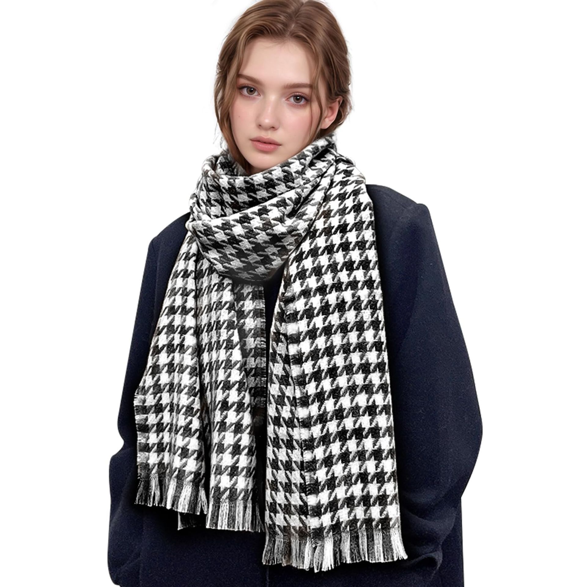 Double-Sided Plaid Scarf for Women - Soft Imitation Cashmere Shawl Wrap, Ideal Winter Fashion Accessory