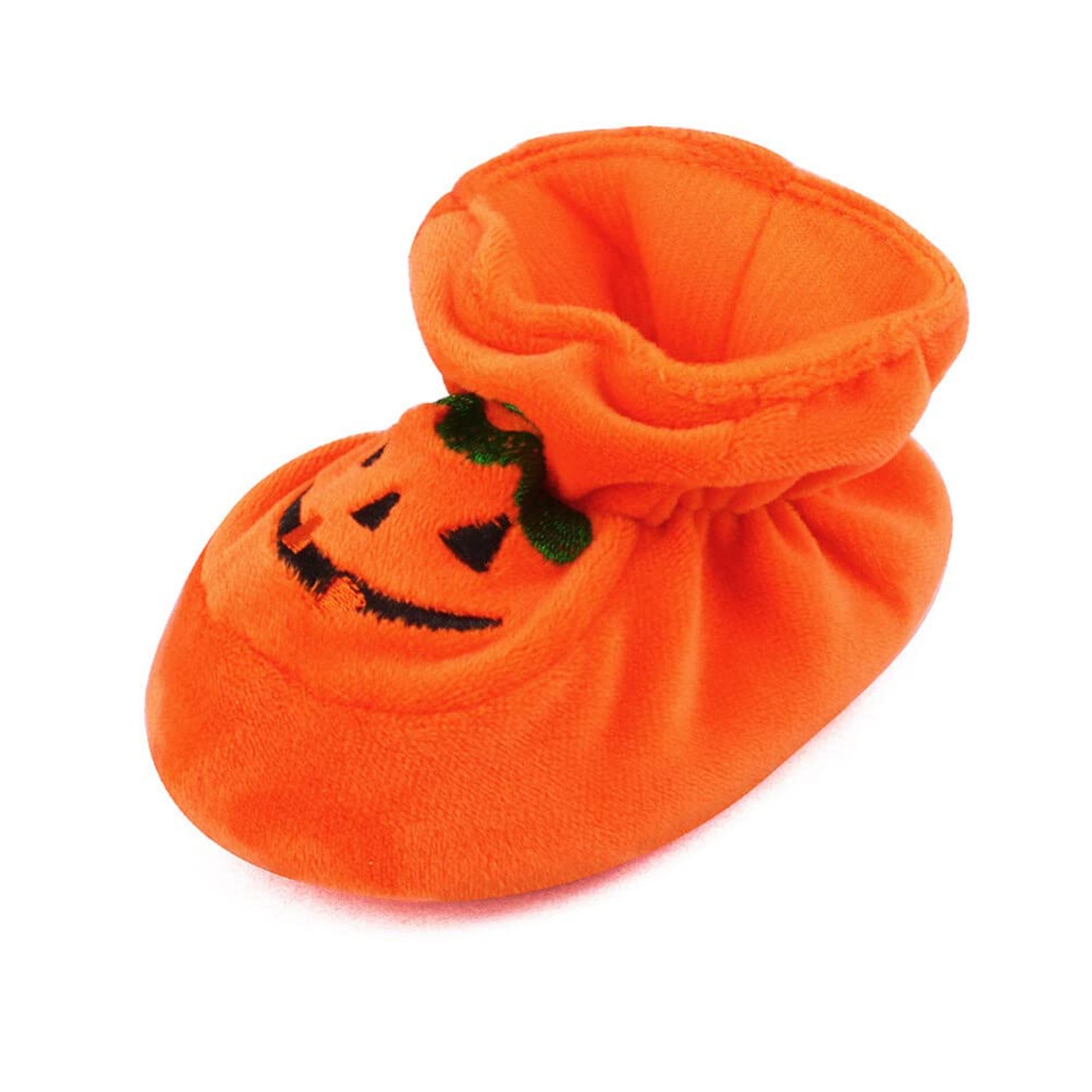 Baby Halloween Pumpkin Booties Soft Cotton Anti-Slip Prewalker Shoes - Orange 10cm