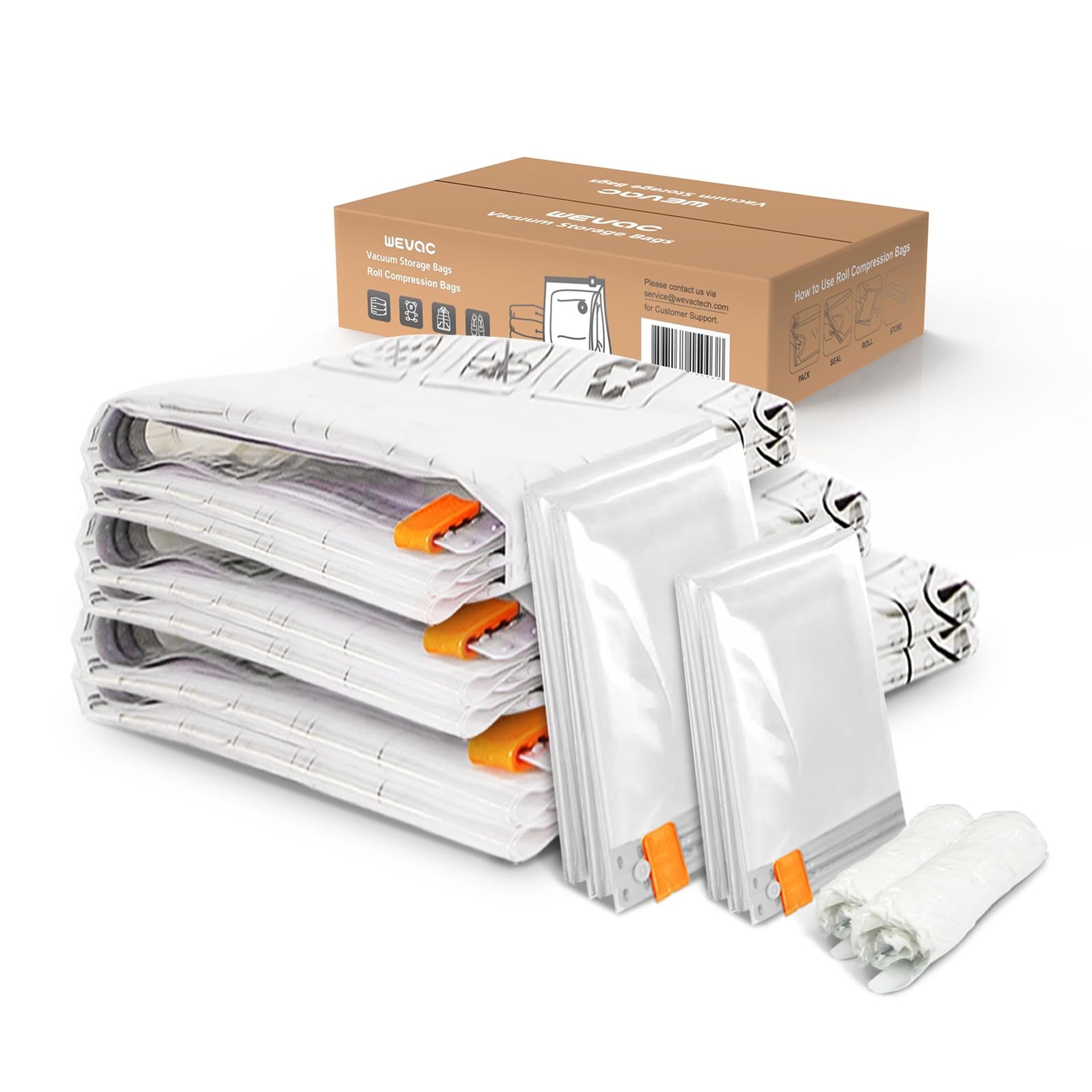 Vacuum Storage Bags Space Saver Set Double Zip Seal for Clothes, Blankets & Travel - Clear 10 Combo