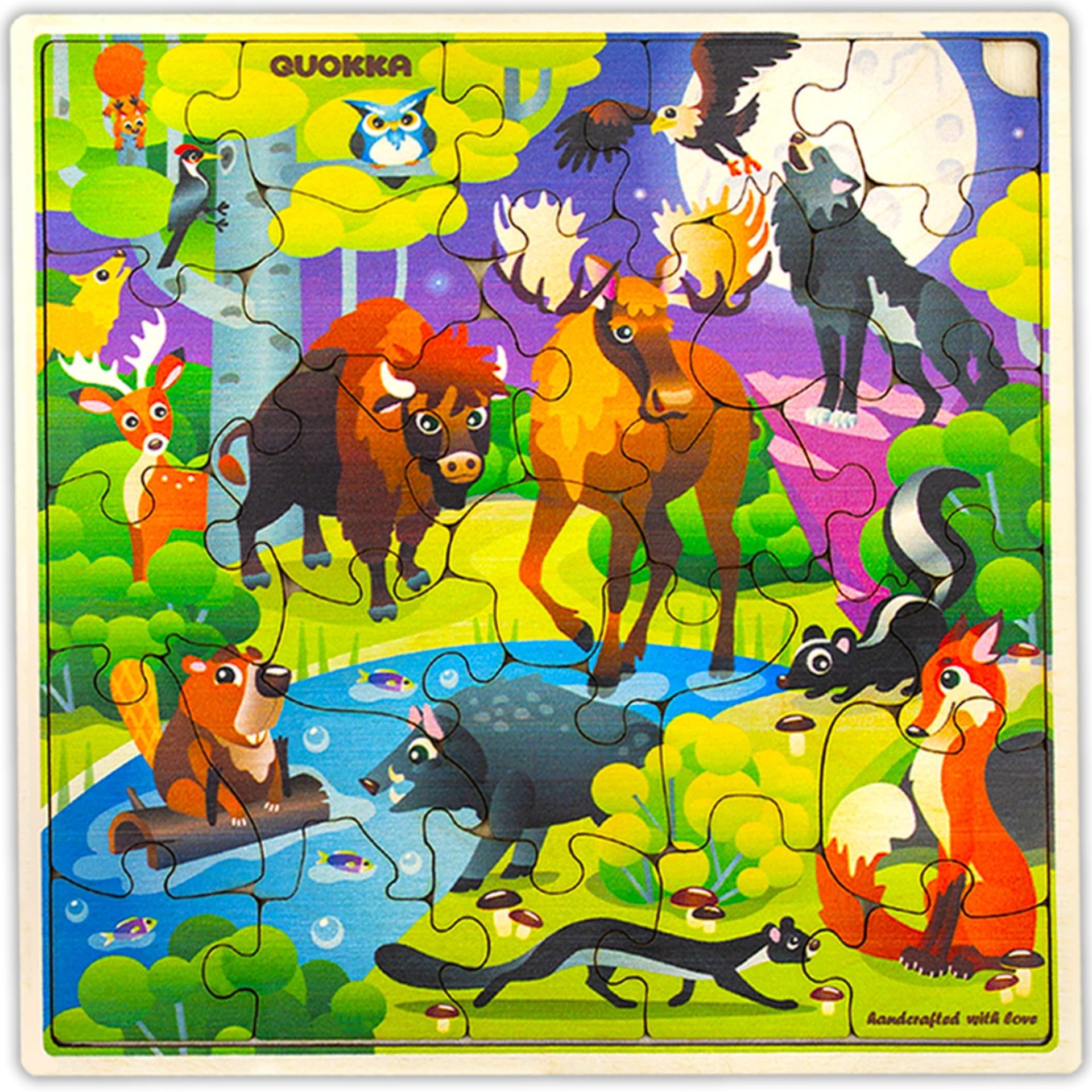 Wooden Wild Animals Jigsaw Puzzles for Kids 3-8 – 28 Pieces Educational Toy for Boys & Girls