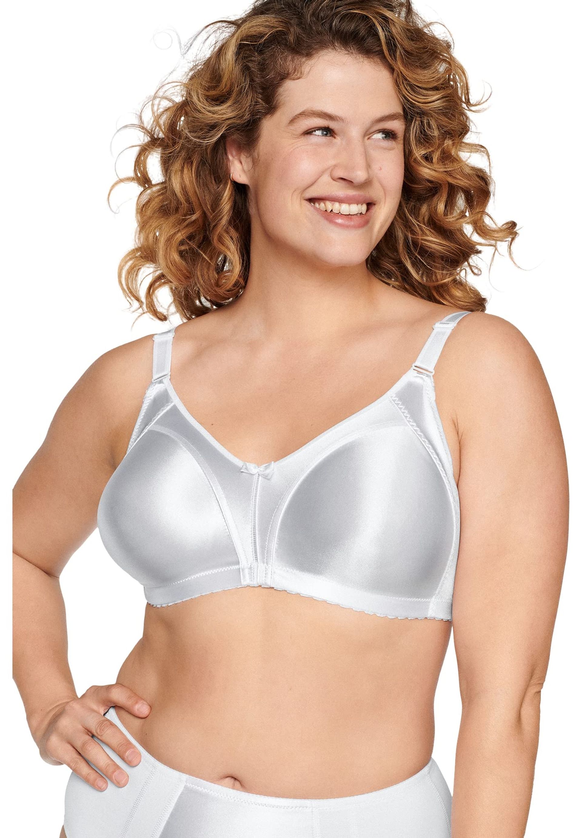 Women's Minimizer Bra Wireless Design Wide Straps Moulded Support - White 36E