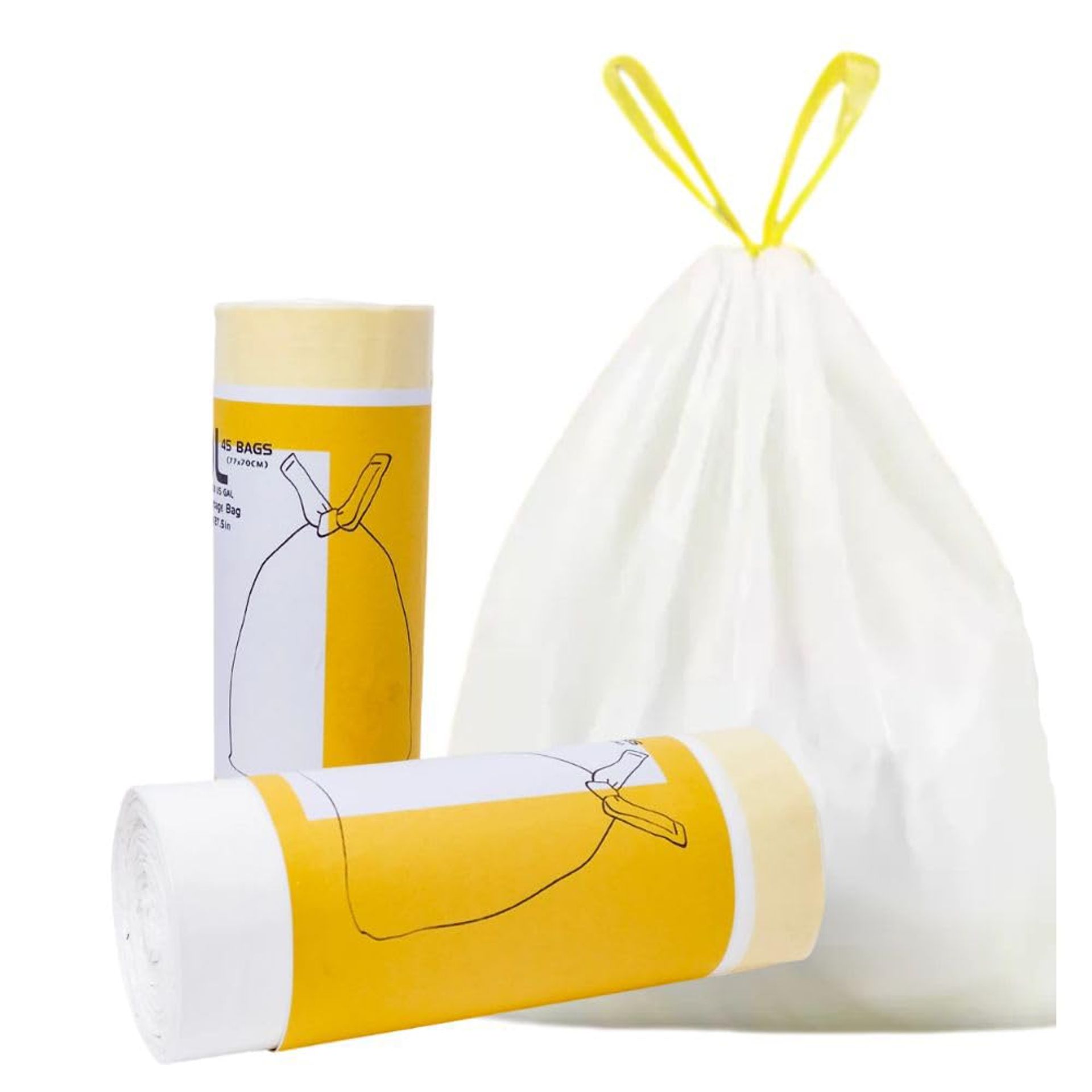 Durable Bin Liners 10L/12L/15L - Strong Drawstring Trash Bags, 150 Count, Great Value