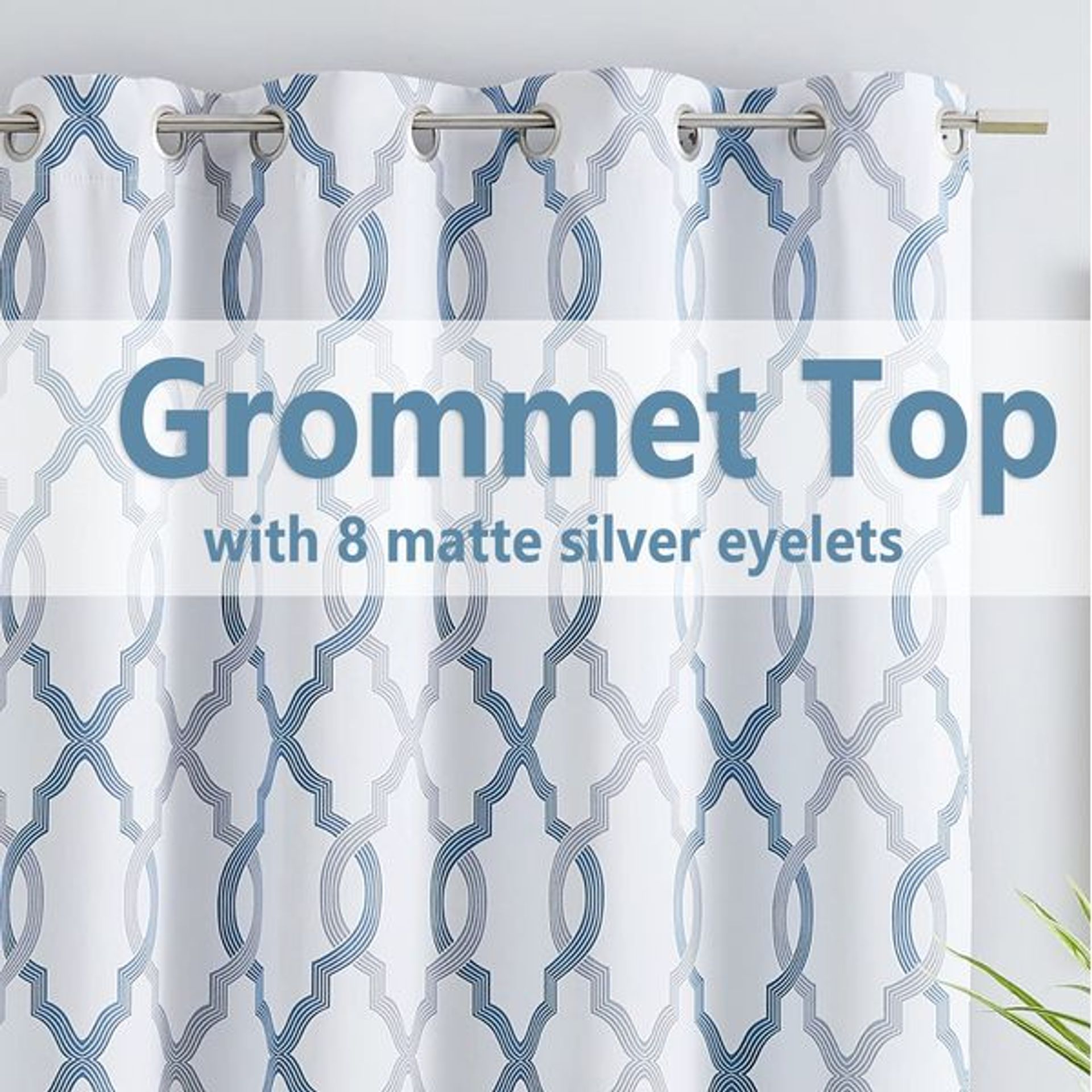 Beauoop Semi Sheer Moroccan Tile Curtains – Linen Textured Rod Pocket Drapes 50x54 Inch 2 Panels - View #10