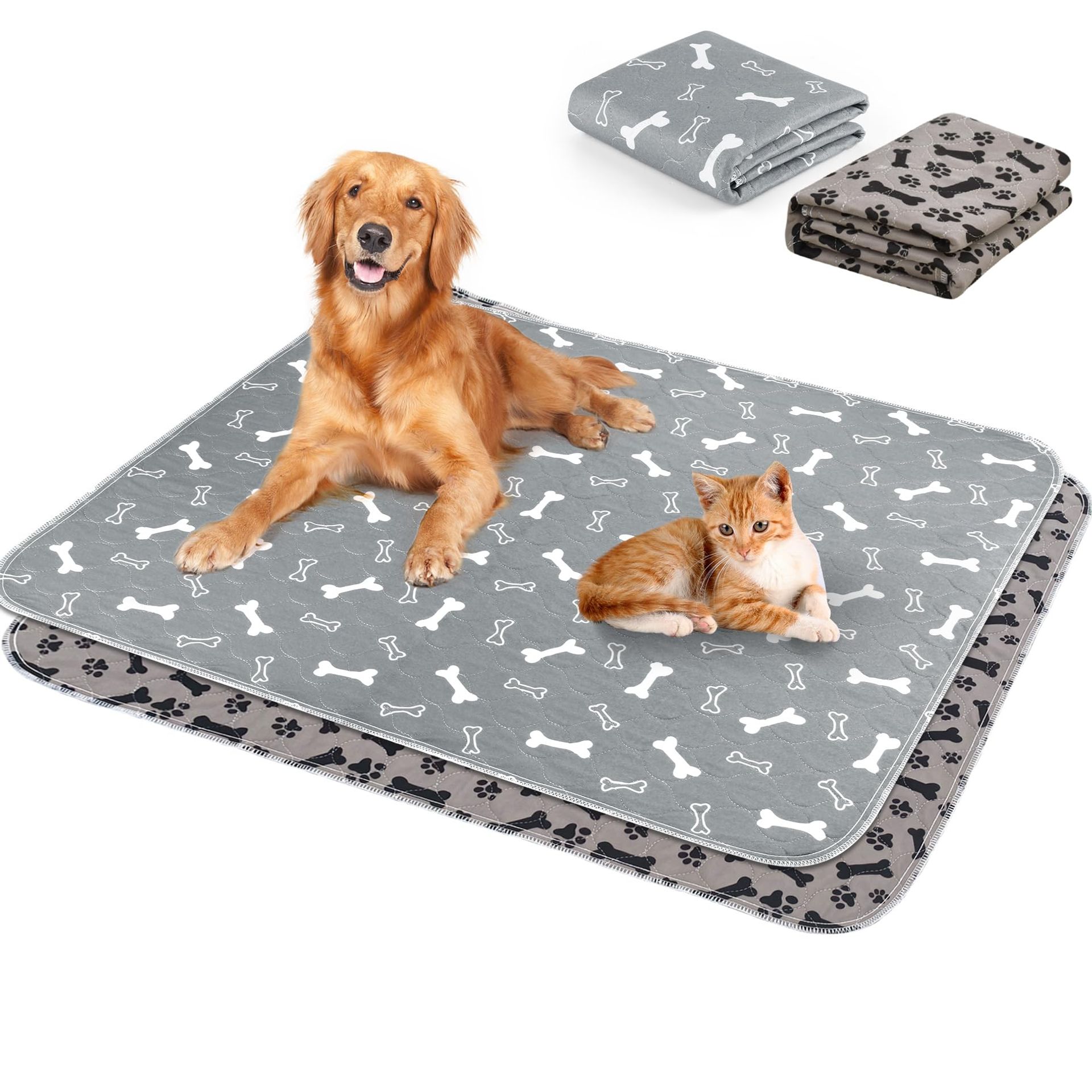 Washable Pee Pads for Dogs, Reusable Dog and Puppy Training Pads, Absorbent Dog Training Pads, Leakproof Pet Pads for Pet Bed Mat, Non-Slip Pee Whelping Pads for Playpen, Potty, Crate 80*90cm 2 Pcs