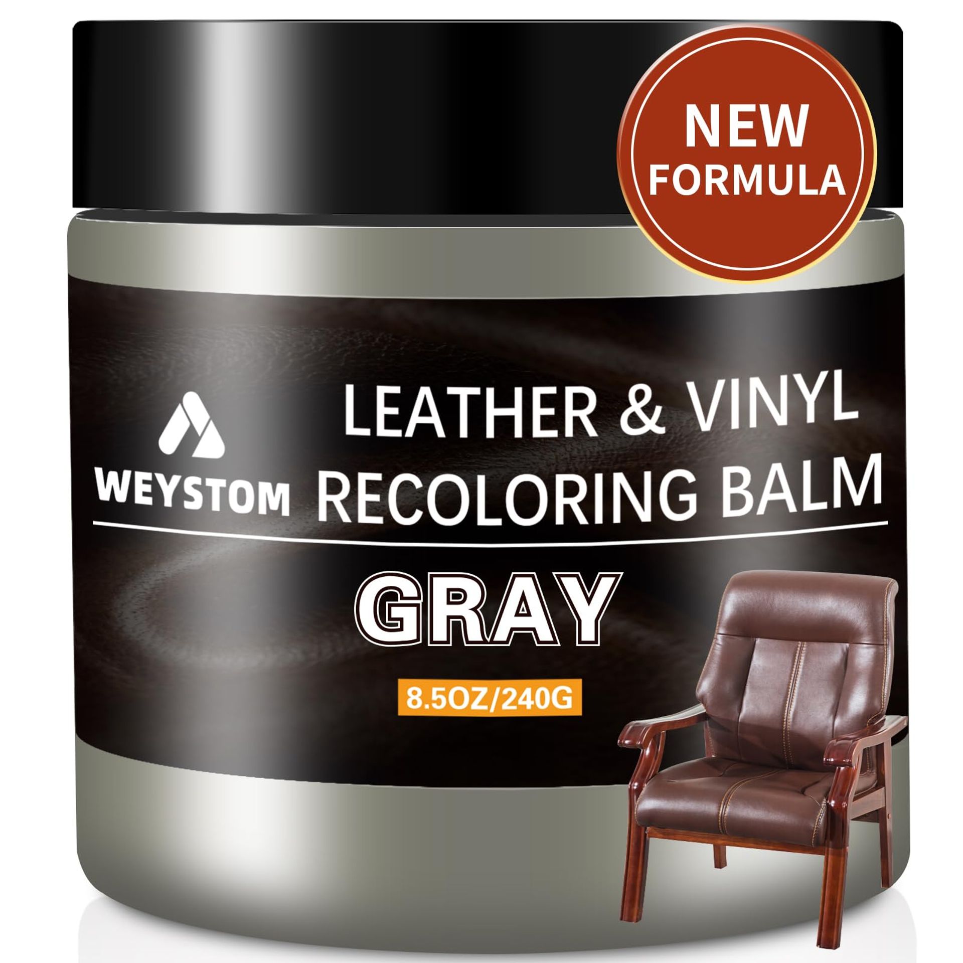 Leather Recolouring Balm Restorative Conditioner for Furniture, Car Seats & Bags - Grey SEGAO