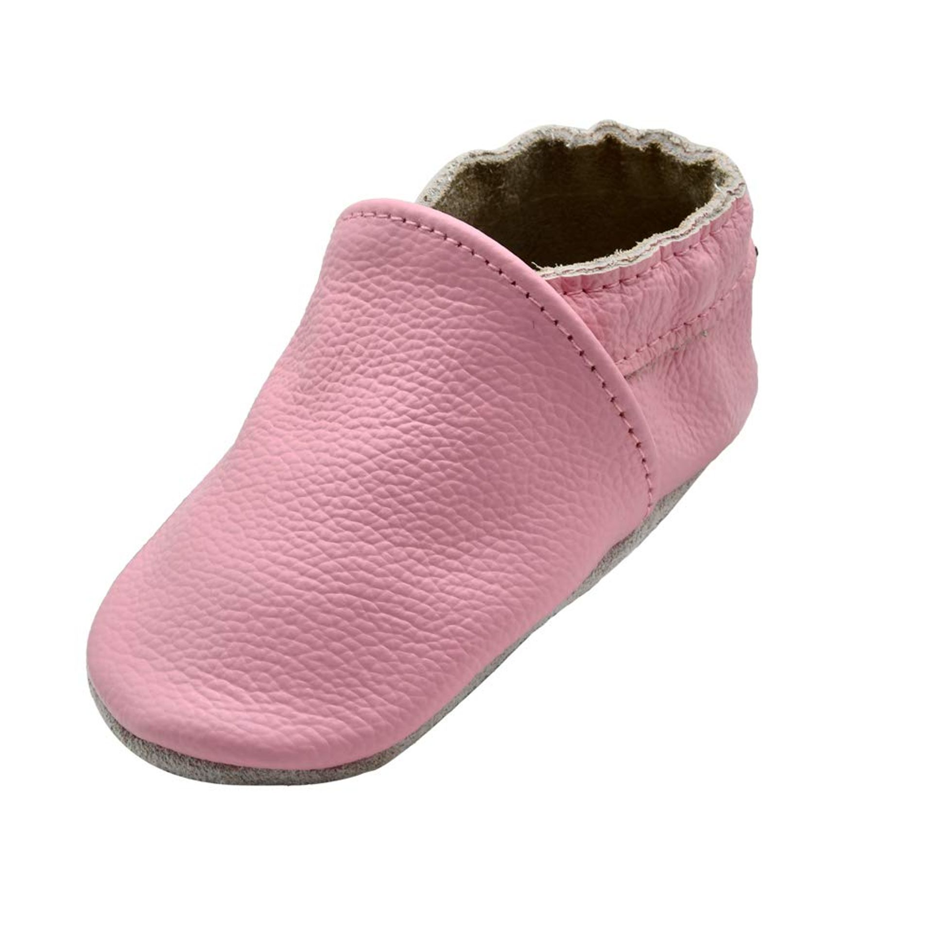 Baby Leather Moccasins Soft First Walker Shoes Non-Slip Crib Design - Pure Pink 18-24 Months