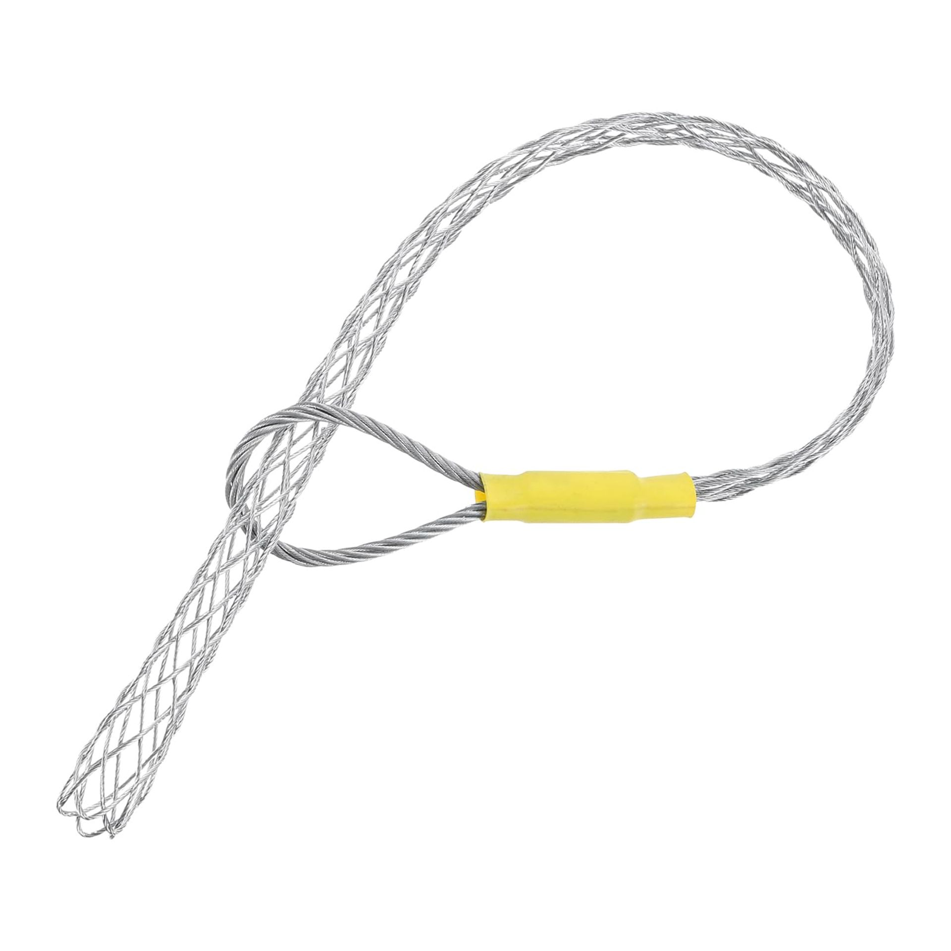 sourcing map Cable Pulling Grip for 20-25mm Cable(Yellow) 53cm,1.74FT Wire Mesh Puller Socks Grip Single Head Galvanizing Steel Wire Grips Net Cover Smooth