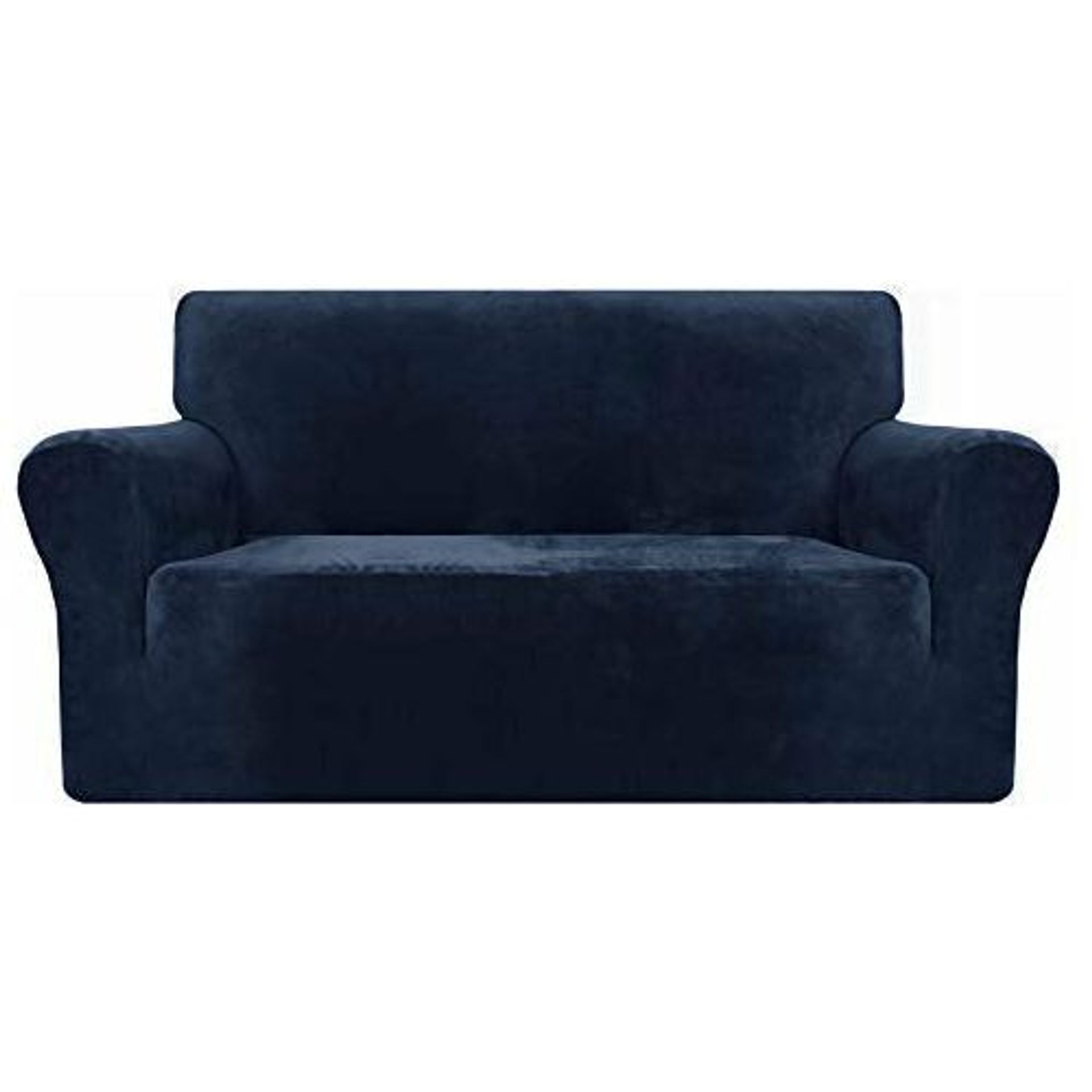 Thick Velvet Sofa Cover 2 Seater - Super Stretch Non-Slip Loveseat Protector for Pets in Navy Blue