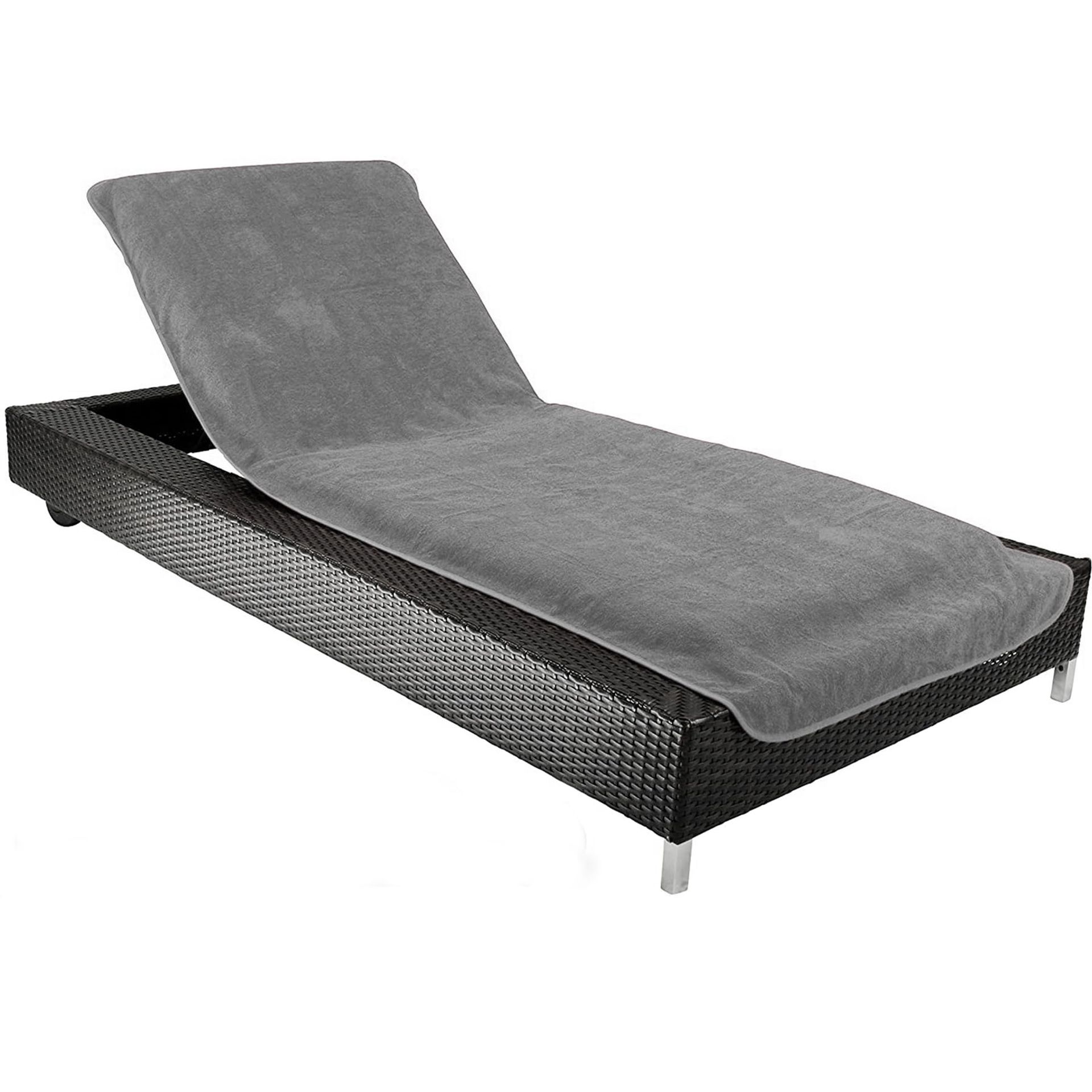 Beach Lounger Chair Cushion Towel Protective Cover 100% Organic Cotton - Grey 72.5 x 200 cm