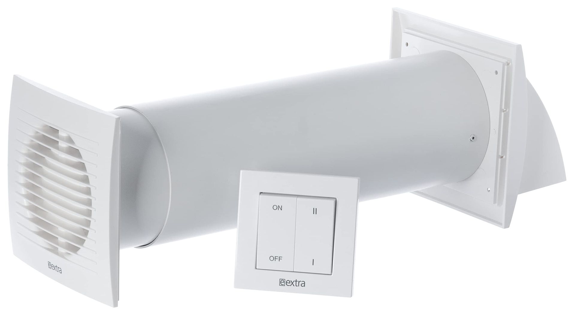 Single Room Heat Recovery Ventilation System with Switch 90% Efficiency - White Ø125mm