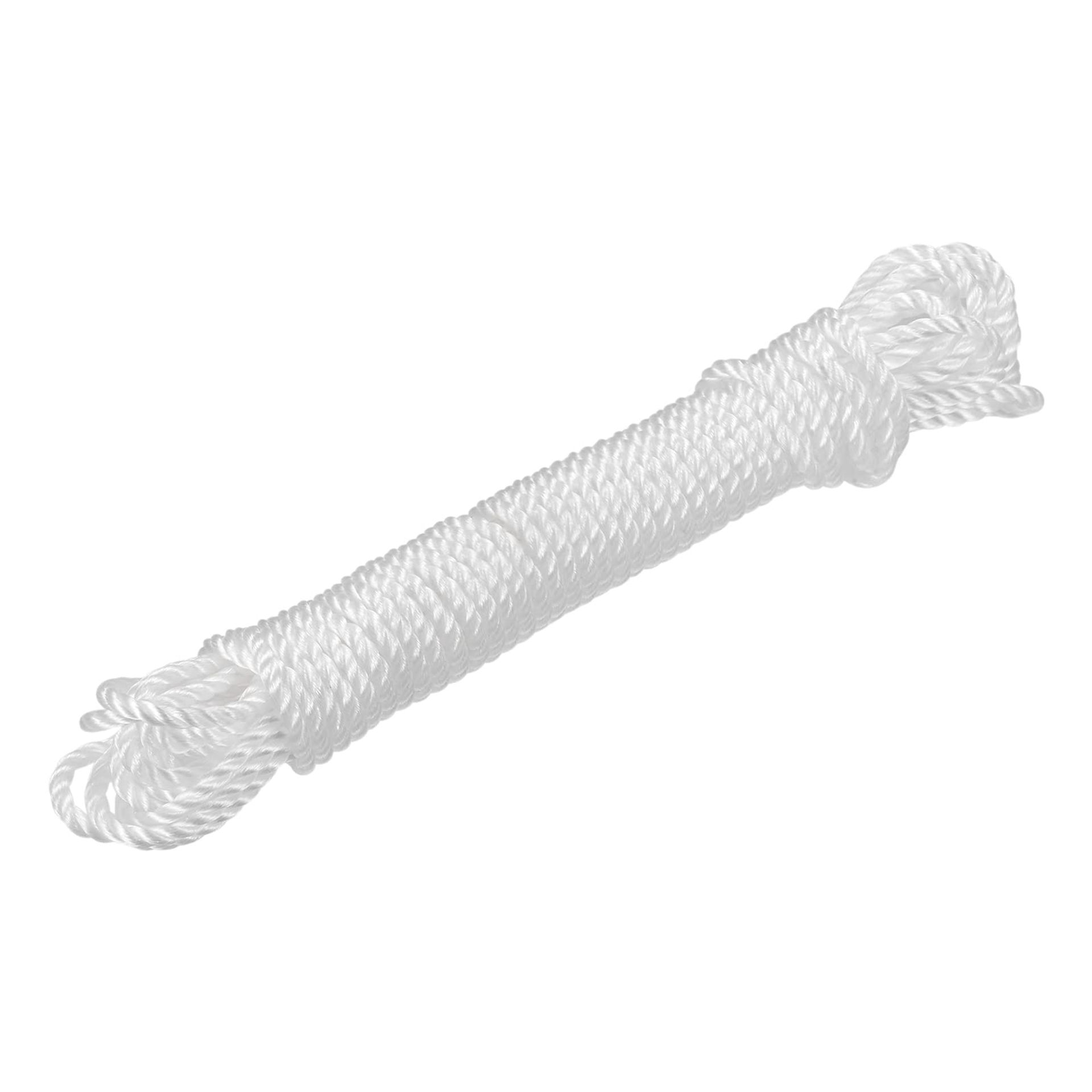 Twisted Nylon Mason Line Strong Durable Rope for Crafting, DIY, Gardening, Landscaping, Netting, Home Improvement - White 5MM