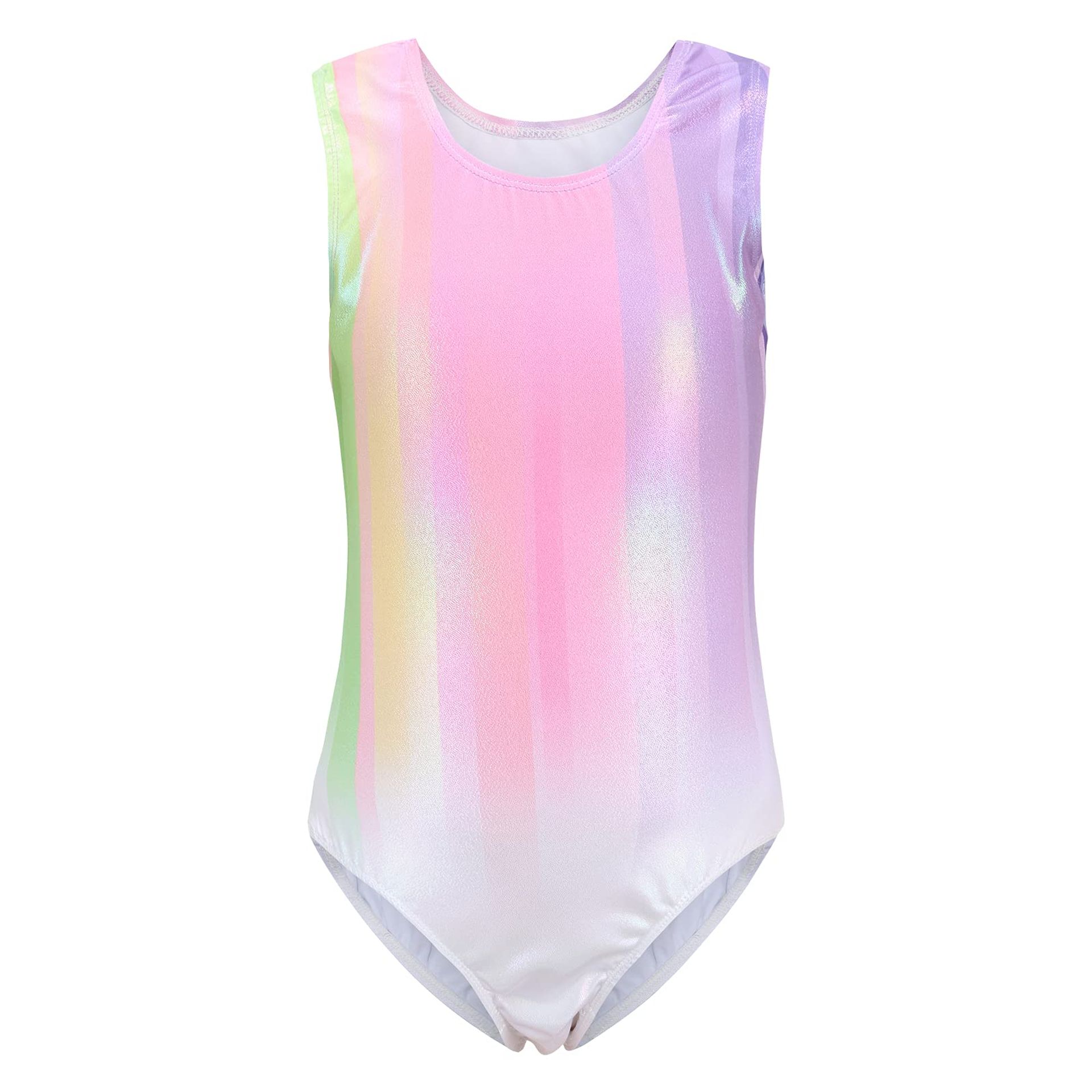 Bezioner Girls Gymnastics Leotards Short Sleeve Ballet Dance Leotard Sparkle Athletic Costume Lilac 150