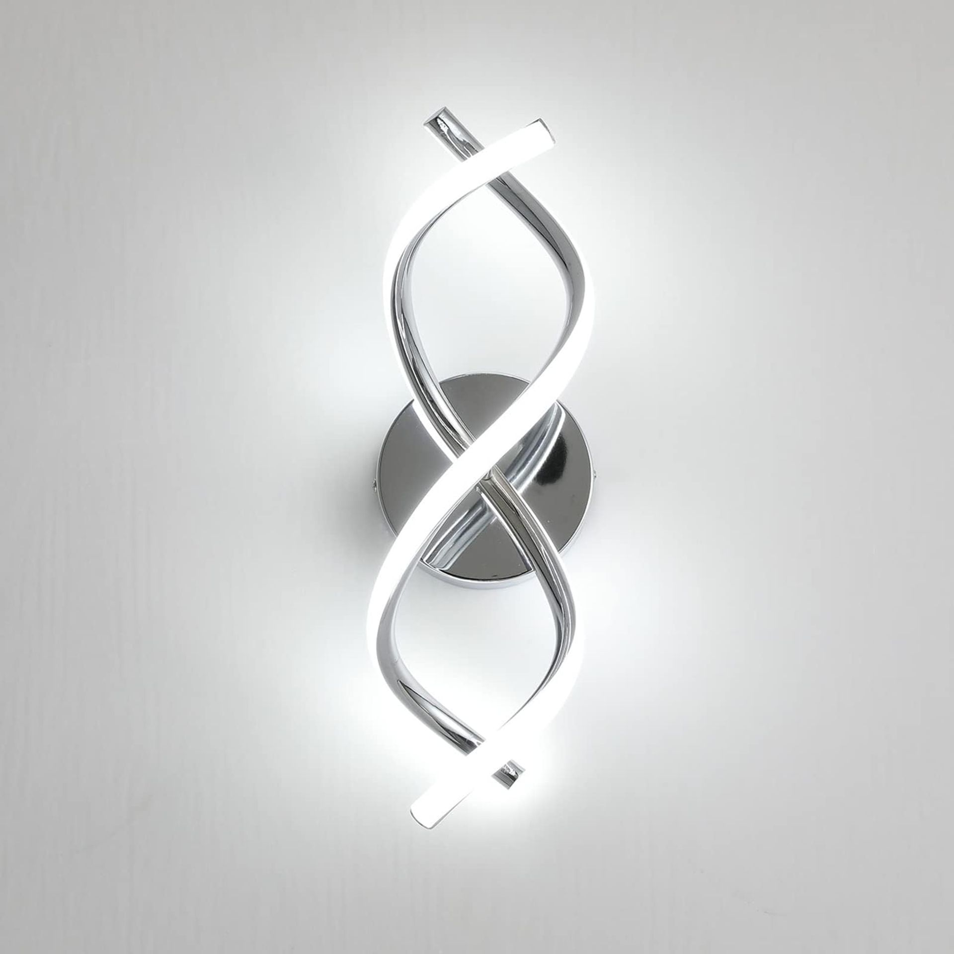Wall Lamp LED 24W Modern Spiral Design Indoor Lighting Fixture for Bedroom Living Room Hallway - Silver 6000K