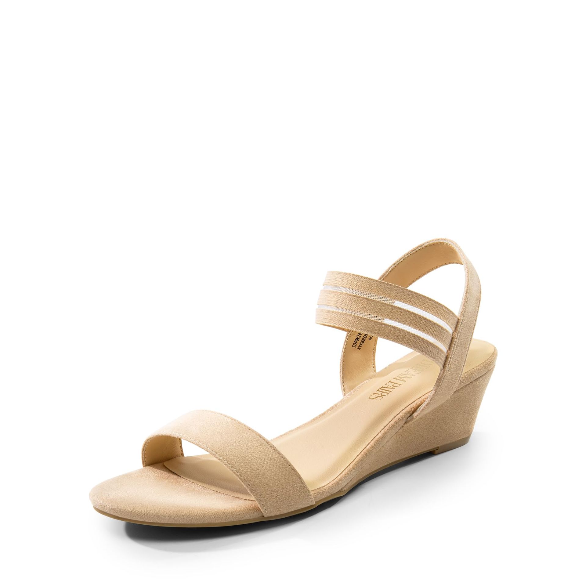 Women's Open Toe Espadrille Wedge Sandals Slip-On Elastic Ankle Strap Platform Design - Nude UK 7