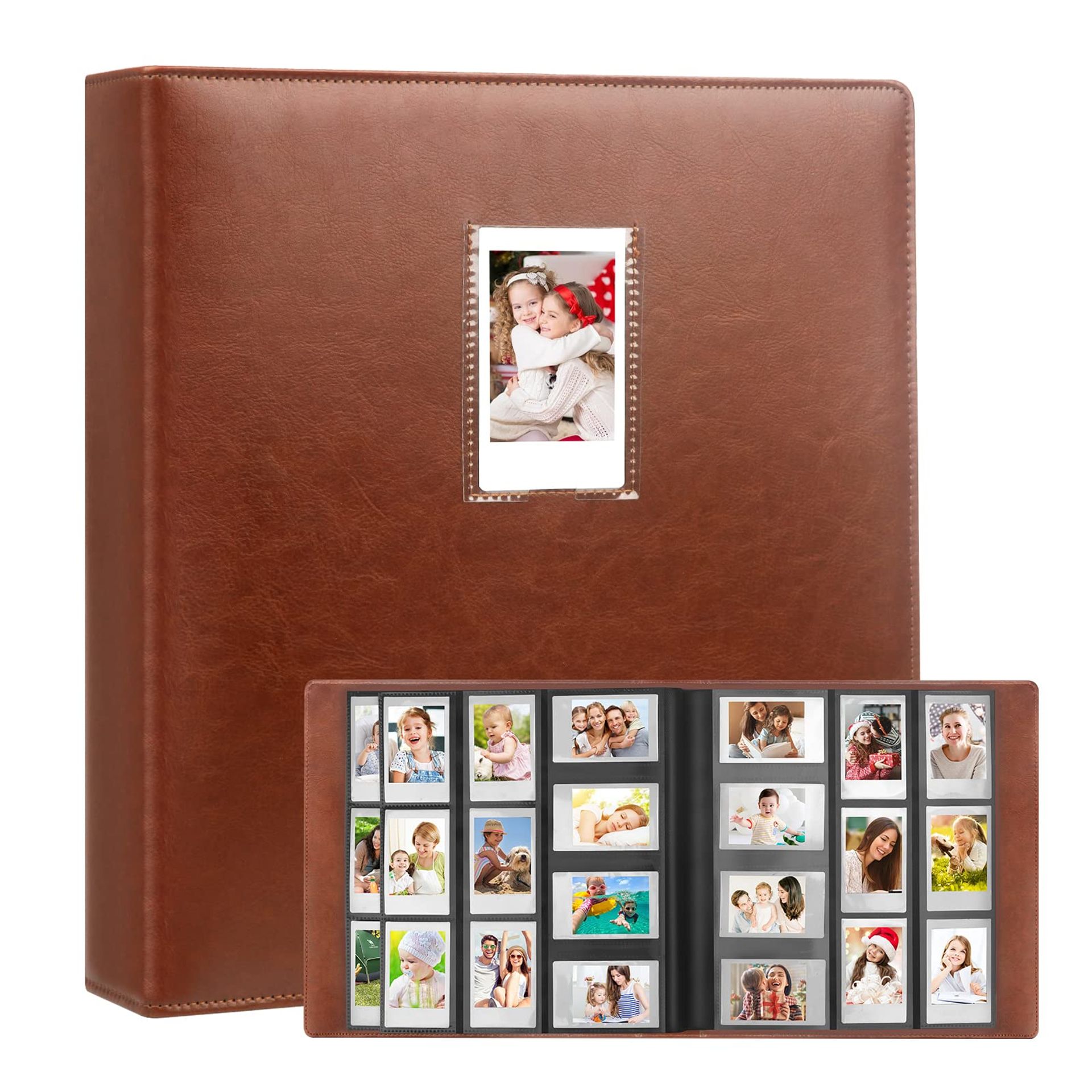640 Pockets Photo Album for Fujifilm Instax Mini, Polaroid & 2x3" Prints - Brown Cover