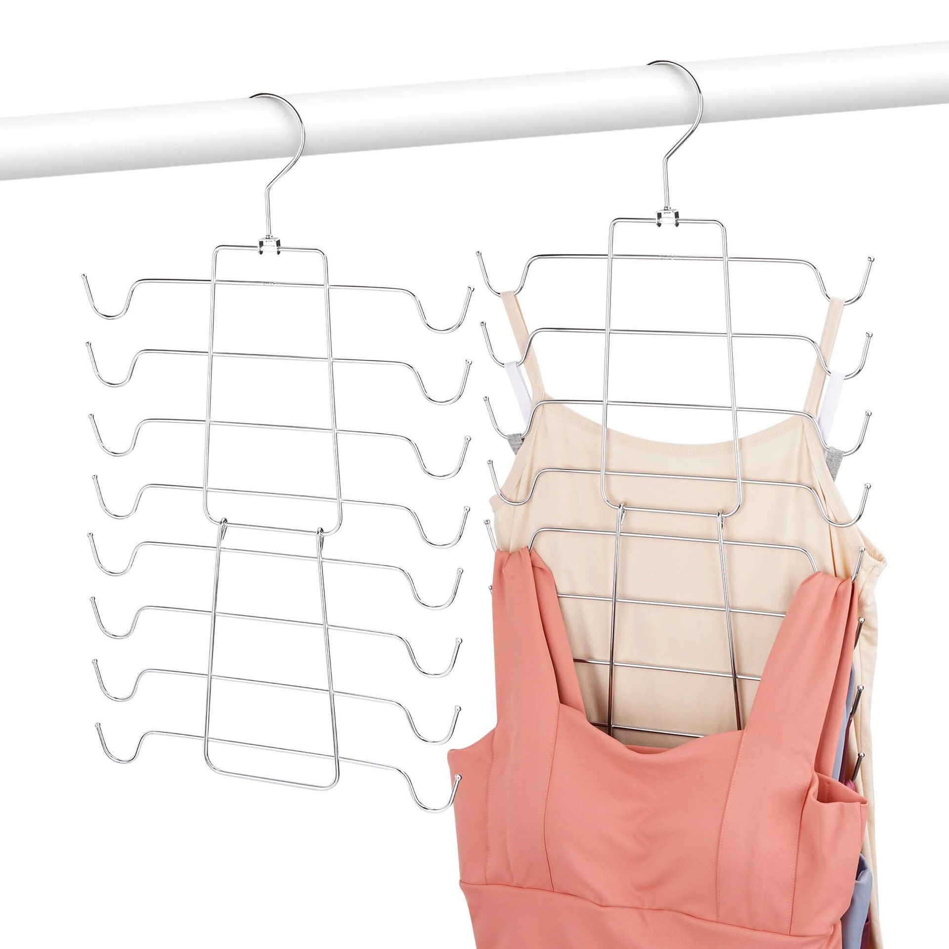 Space-Saving Silver Tank Top & Bra Hanger - 2 Pack Wardrobe Organiser