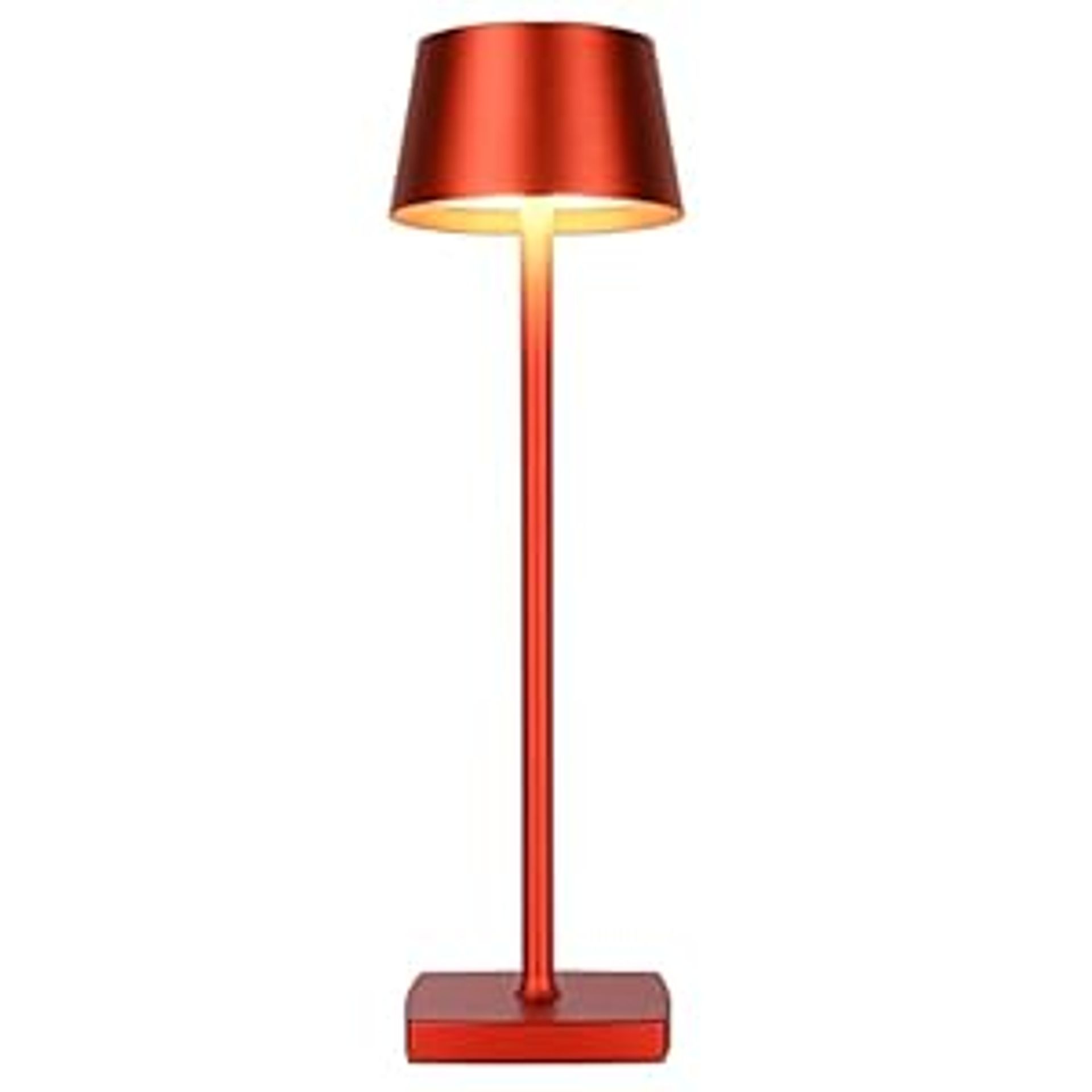 Rechargeable Cordless Table Lamp, Dimmable Aluminium LED Light, IP54 Waterproof for Indoor & Outdoor Use - Red