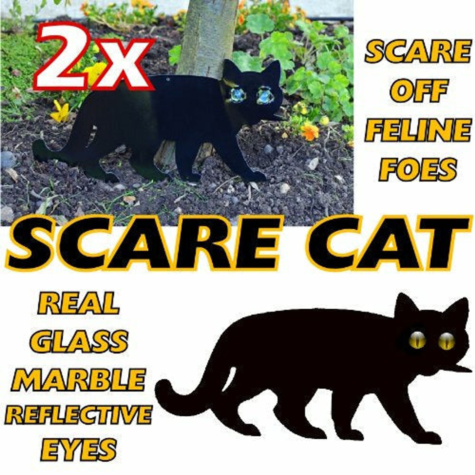 Medipaq 2X Garden Scare Cat With Reflective Marble Eyes - Cat Deterrent
